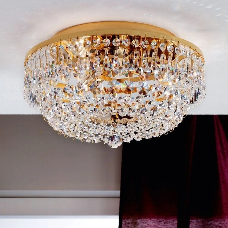 Plafonska lampa SHERATON, 3 izvora svetla, 35 cm, 24-karatno pozlaćena