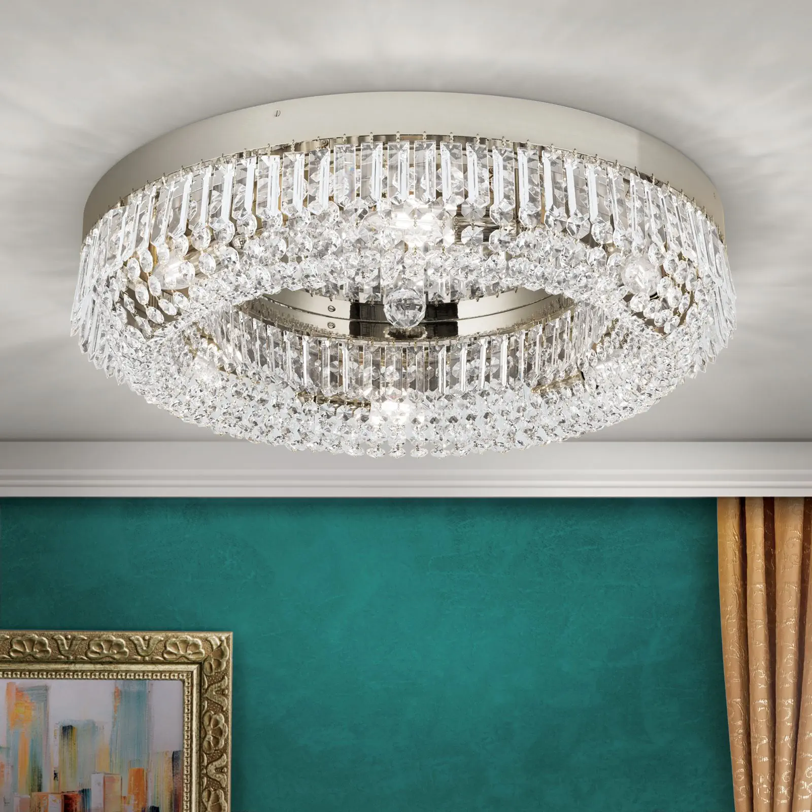 Plafonska lampa SATURN, hrom, Ø 60 cm