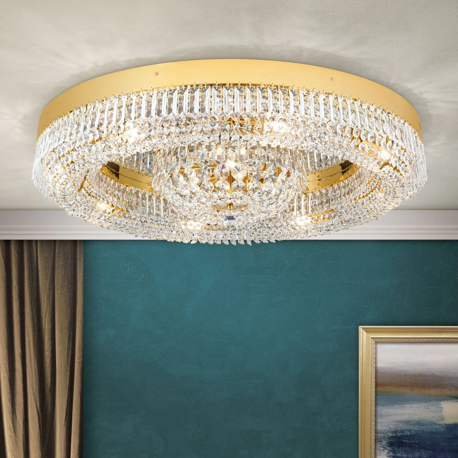 Plafonski luster SATURN, zlatni, Ø 85 cm