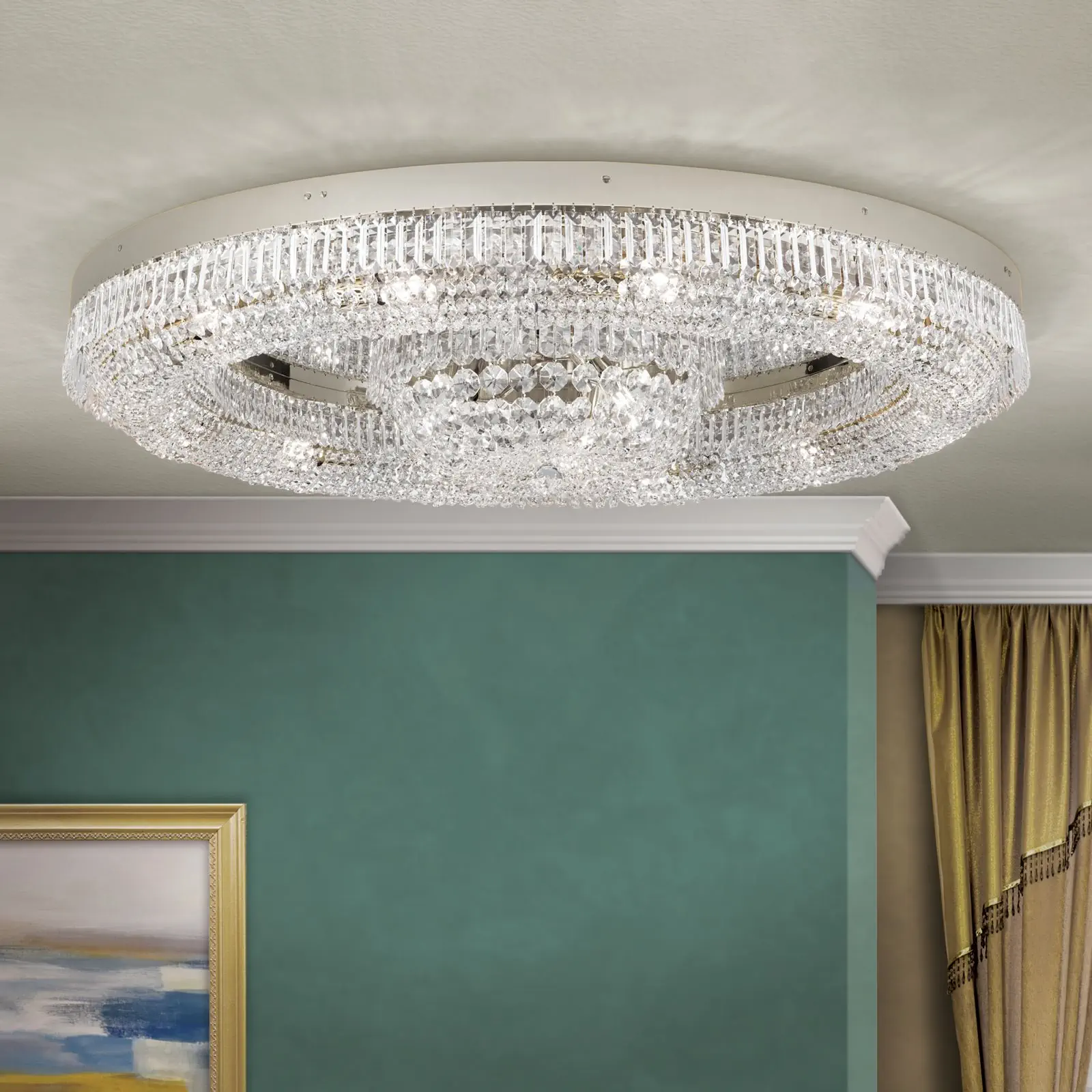 Plafonski luster SATURN, hrom, Ø 120 cm