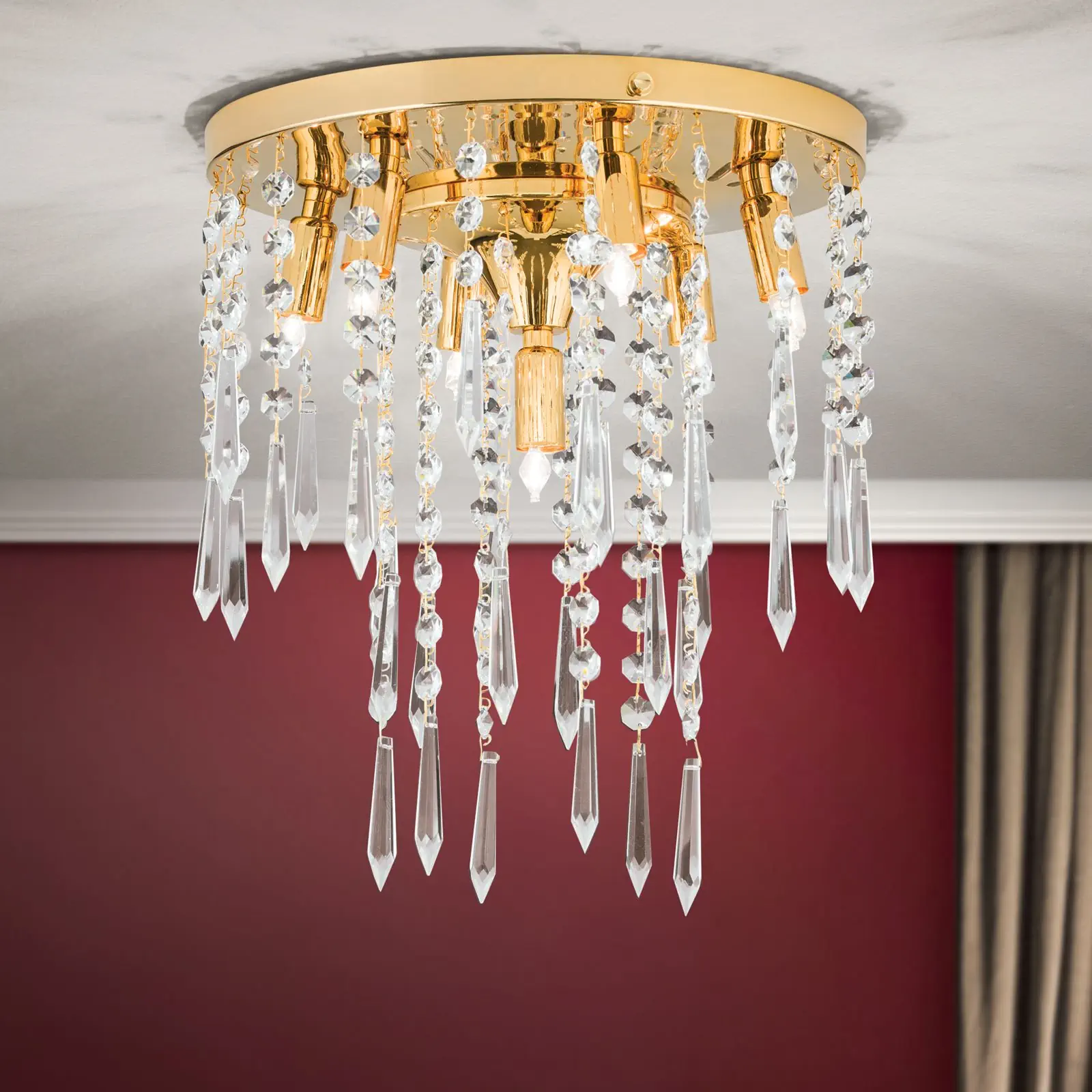 Plafonski luster PALME, sa 7 izvora svetla, zlatni, Ø 28 cm