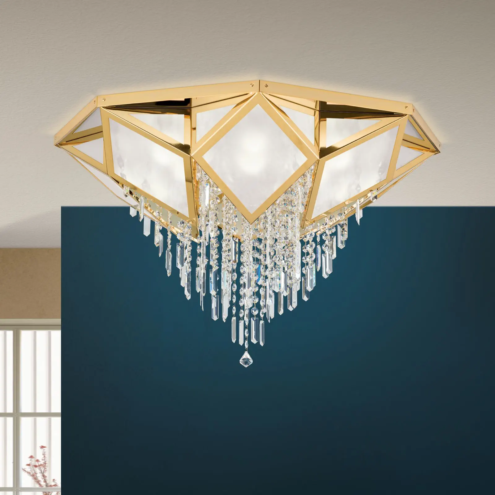 Plafonski luster OKTOGON, zlatni, Ø 95 cm
