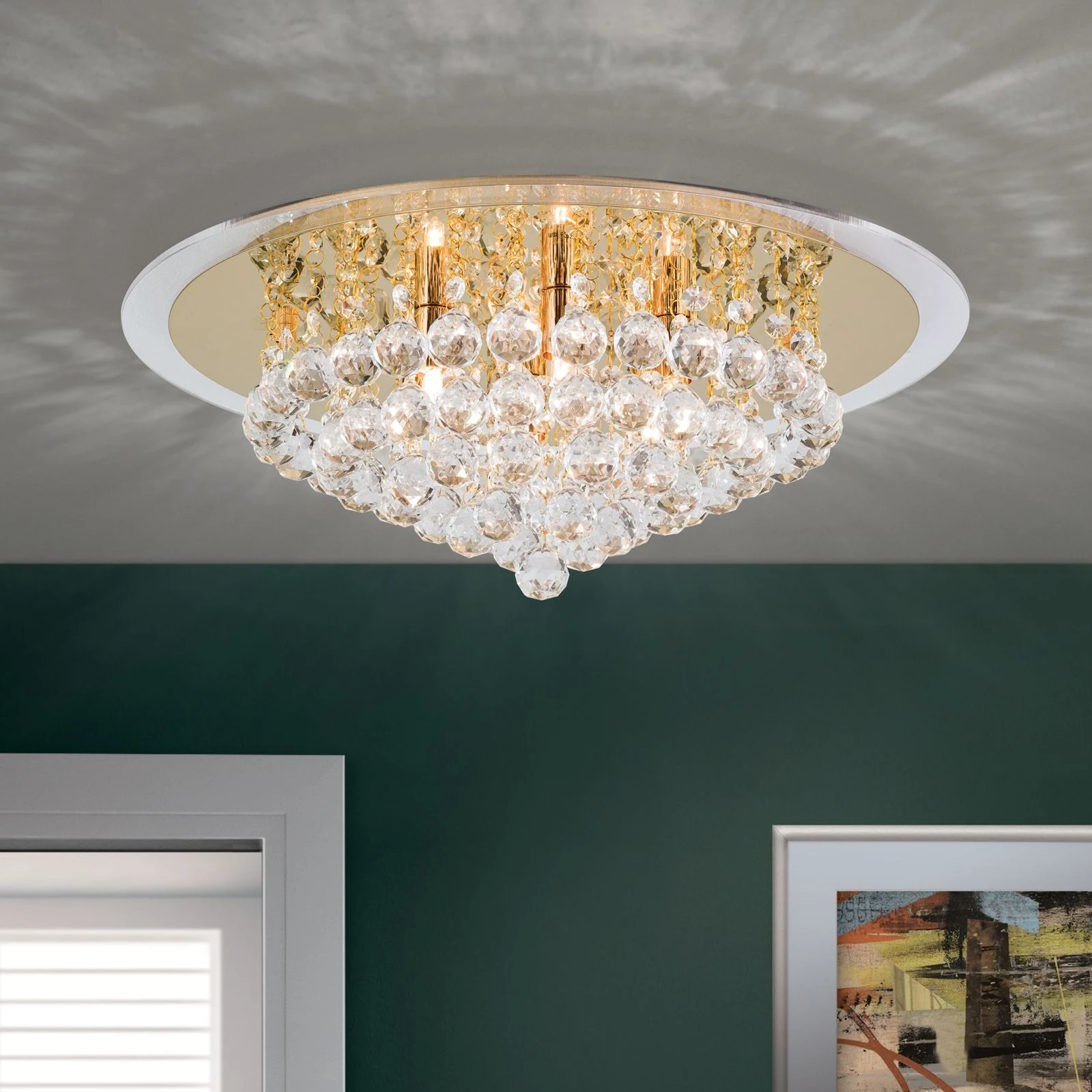 Plafonski luster GLORIA, zlatni, Ø 50 cm