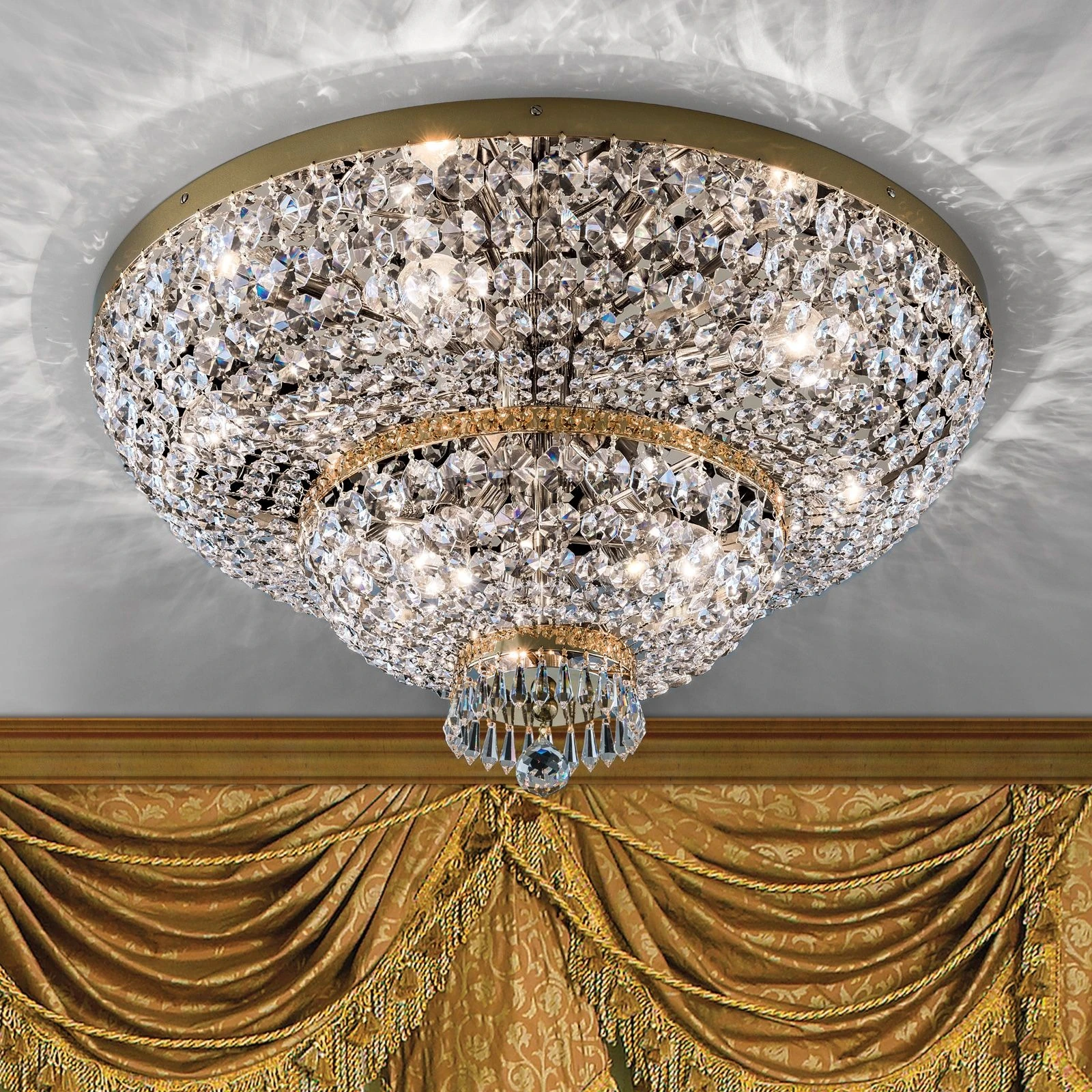 Plafonska lampa SHERATON, 9 izvora svetla, 70 cm, 24-karatno pozlaćena