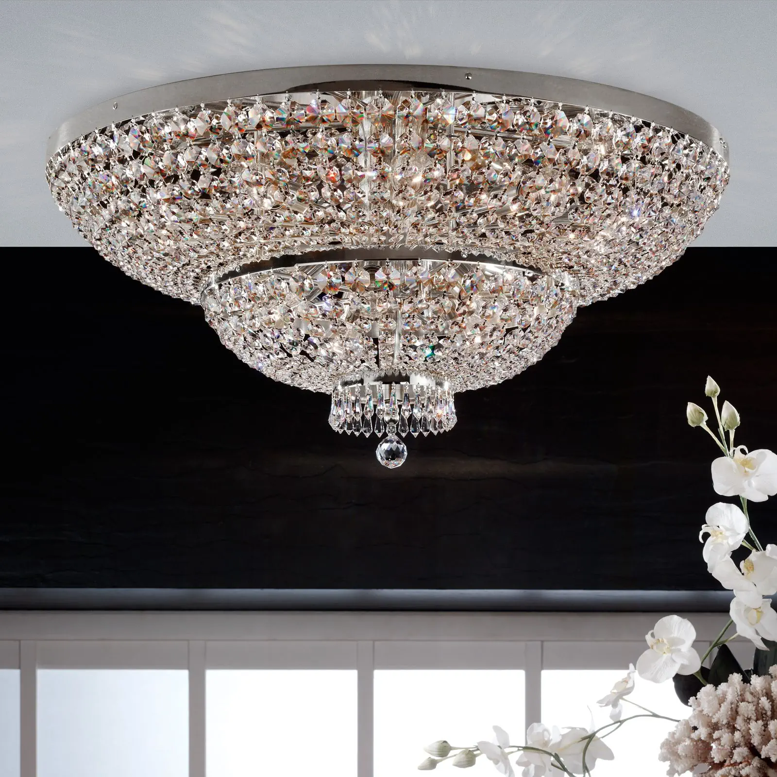 Plafonski luster SHERATON, hromirani, Ø 90 cm