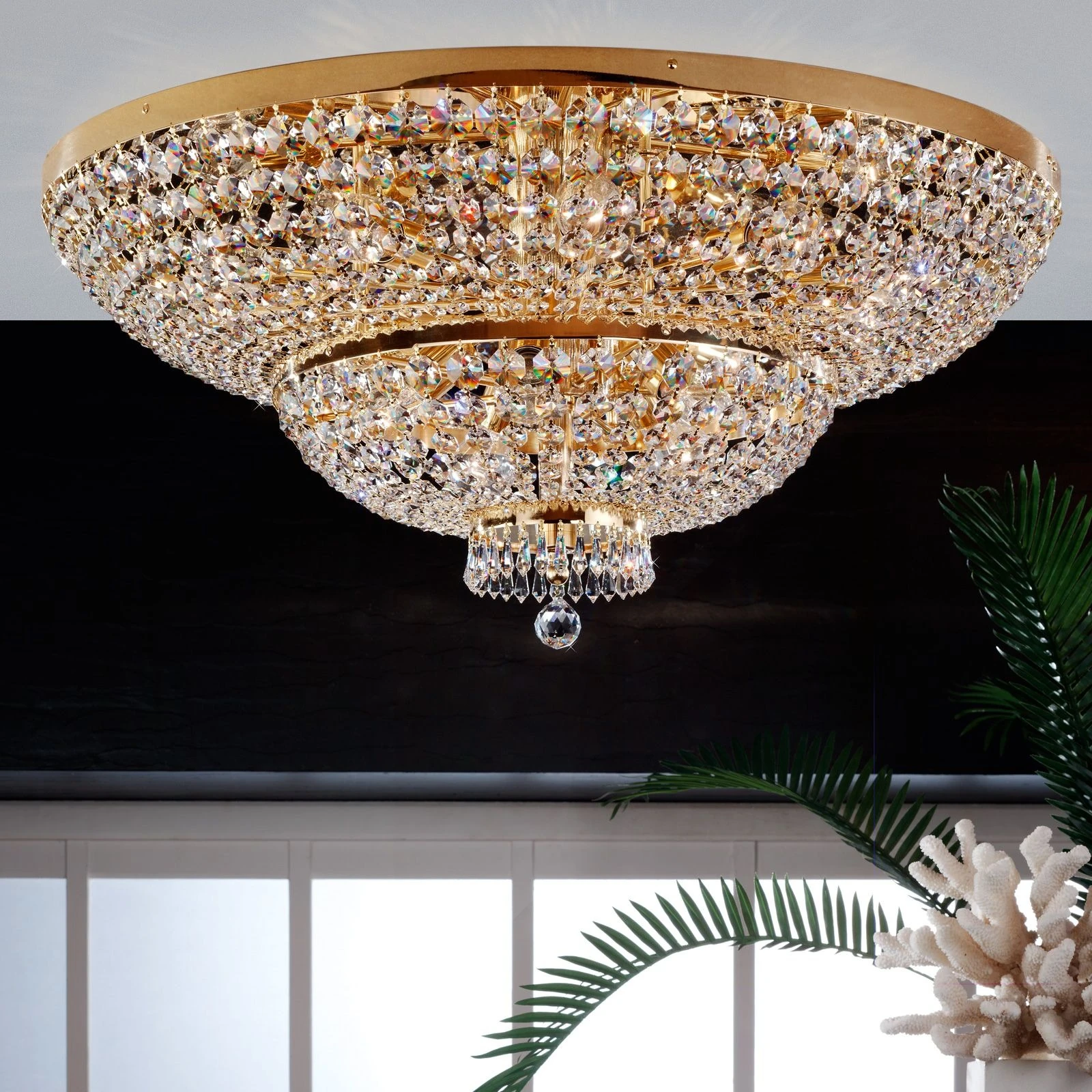 Plafonska lampa SHERATON, 15 izvora svetla, 105 cm, 24-karatno pozlaćena