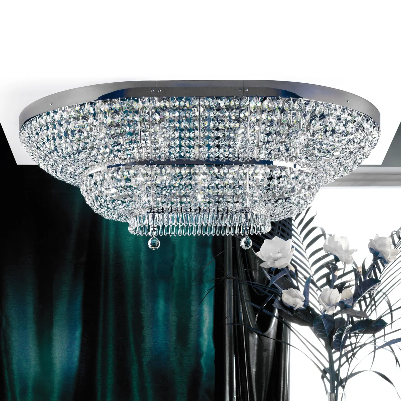 Plafonski luster SHERATON, hromirani, 120 × 90 cm