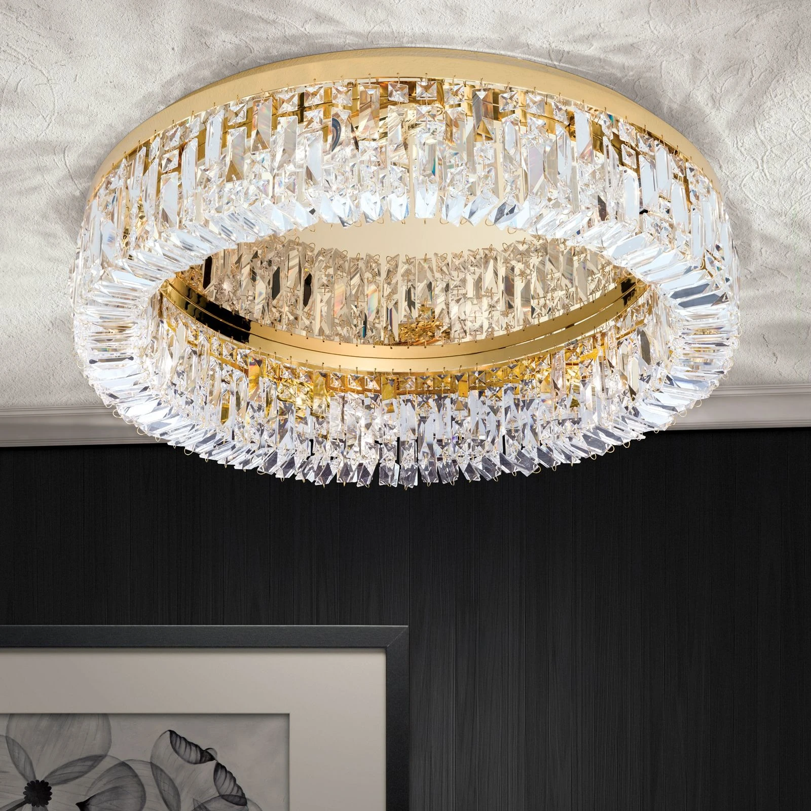 Plafonska lampa RING, 6 izvora svetla, 60 cm, 24-karatno pozlaćena