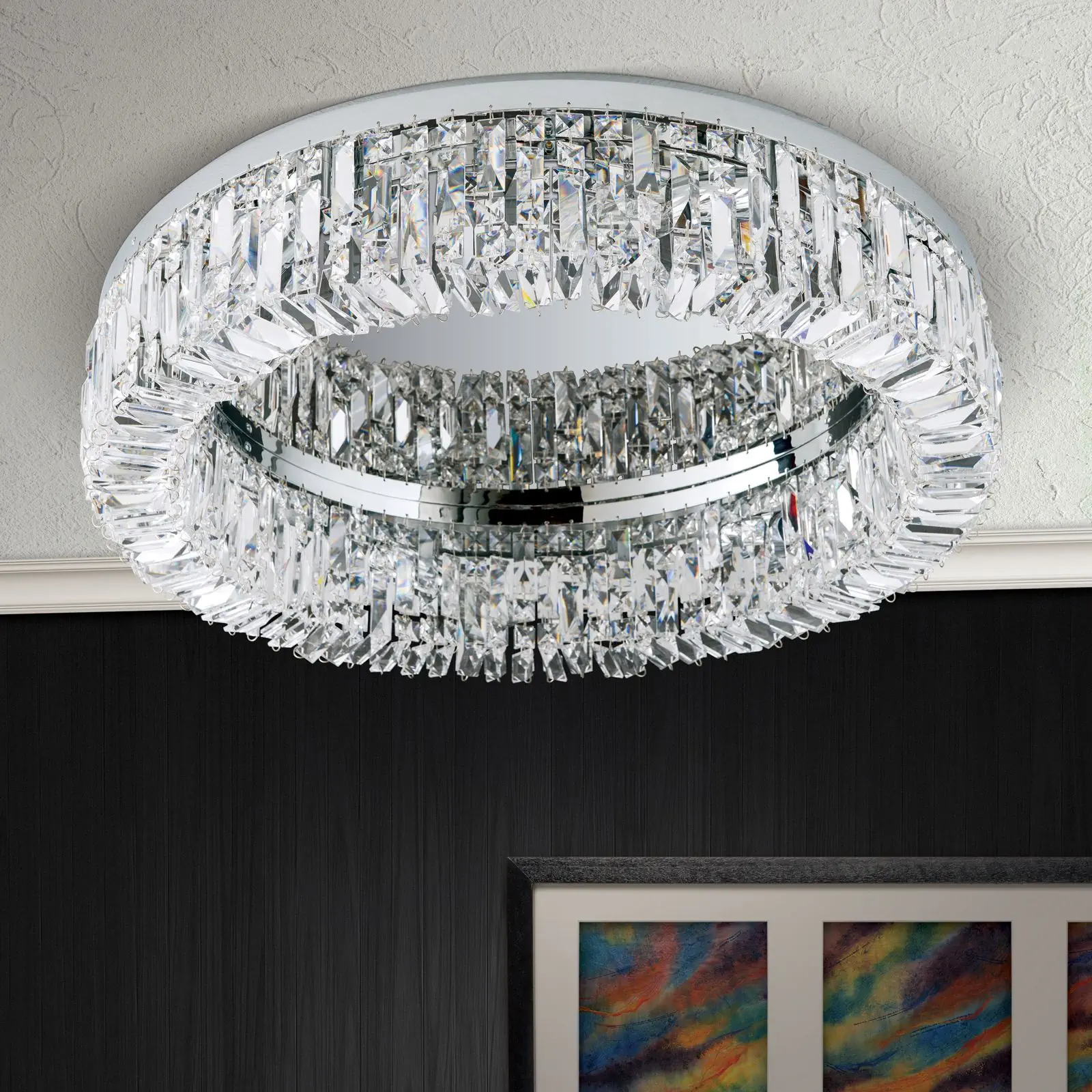 Kristalna plafonska lampa RING, 6 izvora svetla, hrom - 3