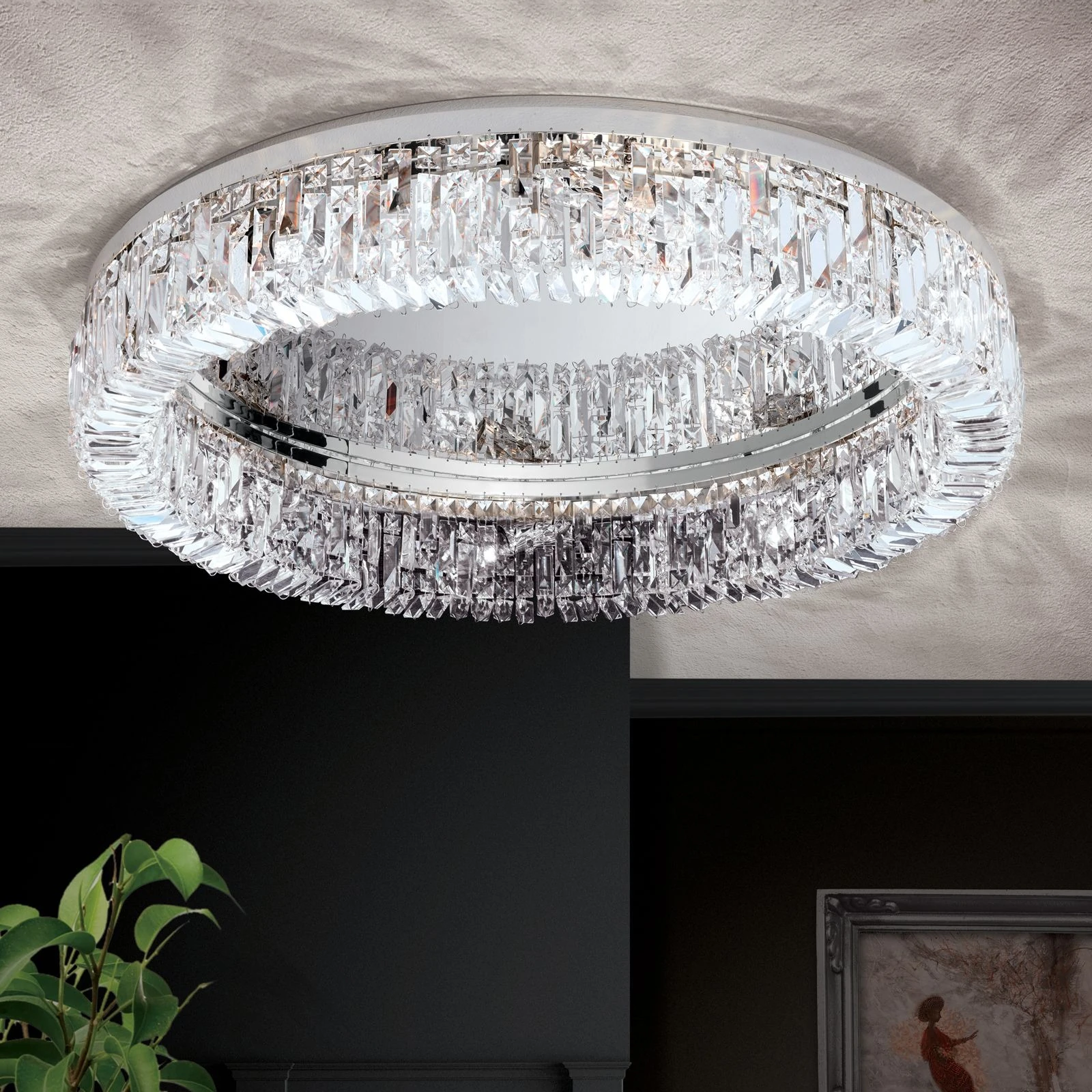 Plafonska lampa RING, 8 izvora svetla, 75 cm, hromirana