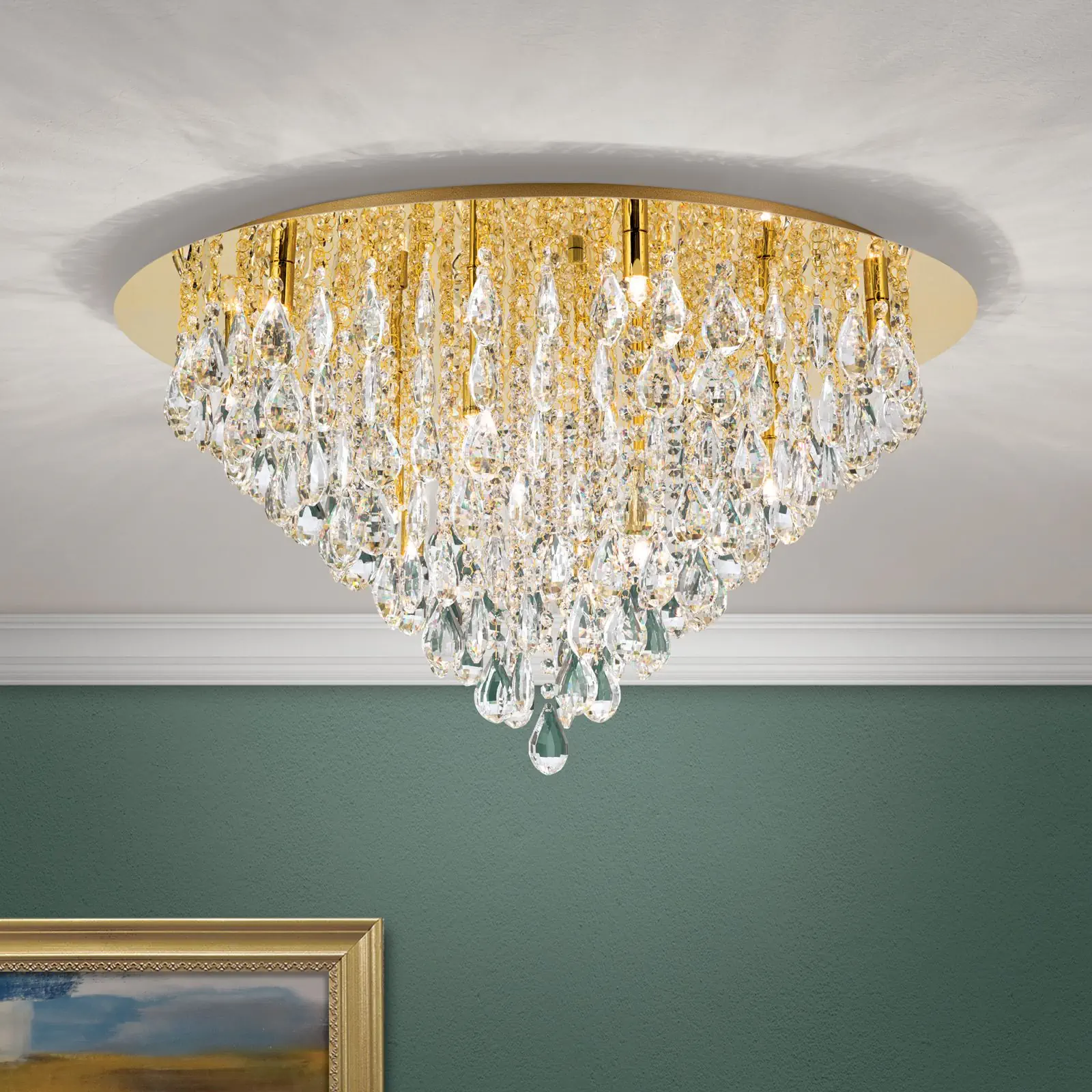 Kristalna plafonska lampa CELESTE, zlato, 75 cm