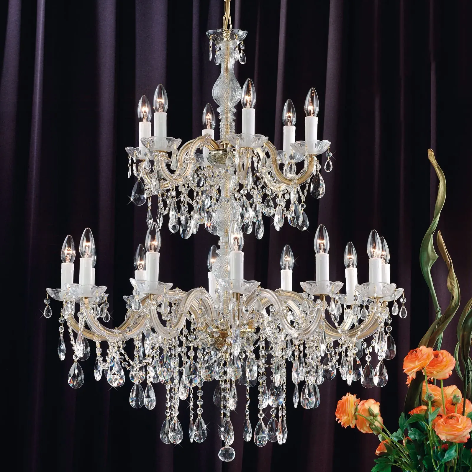 Luster BALLROOM, 24 izvora svetla, zlatni