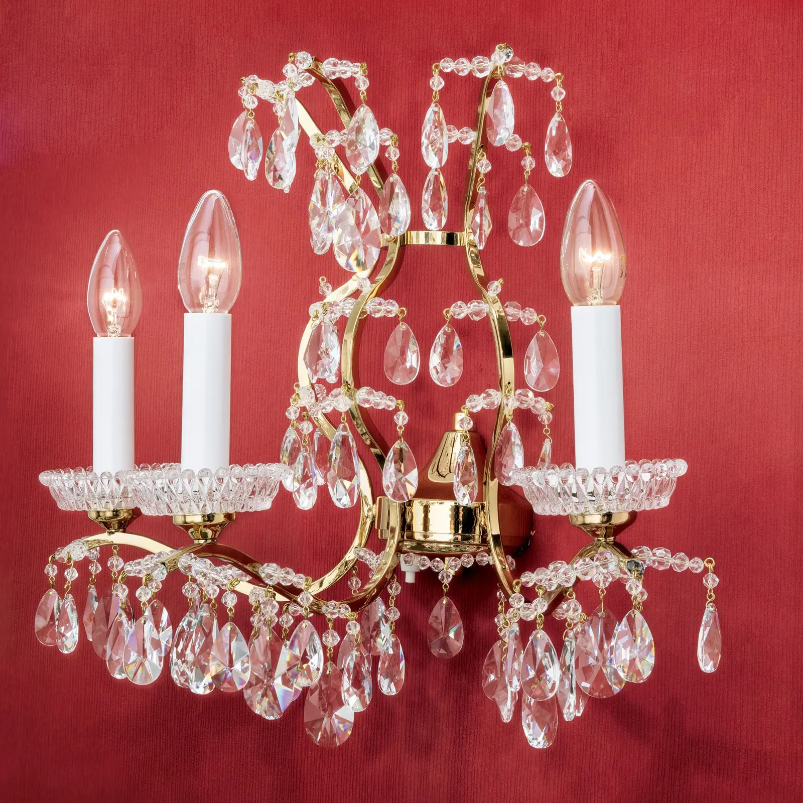 Zidna lampa HIROHITO, sa tri izvora svetla, pozlaćena