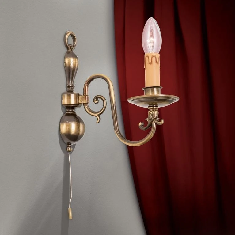 Zidna lampa FLÄMISCH, 1 izvor svetla, antik mesing