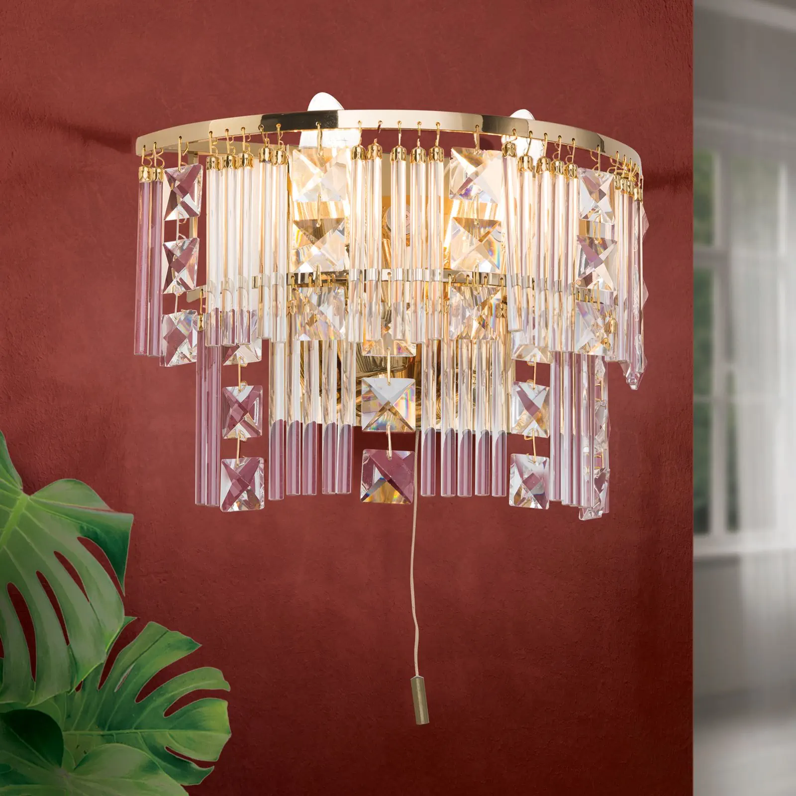 Zidna lampa KRISTALL KLASSISCH, sa dva izvora svetla, zlatna, H16 cm