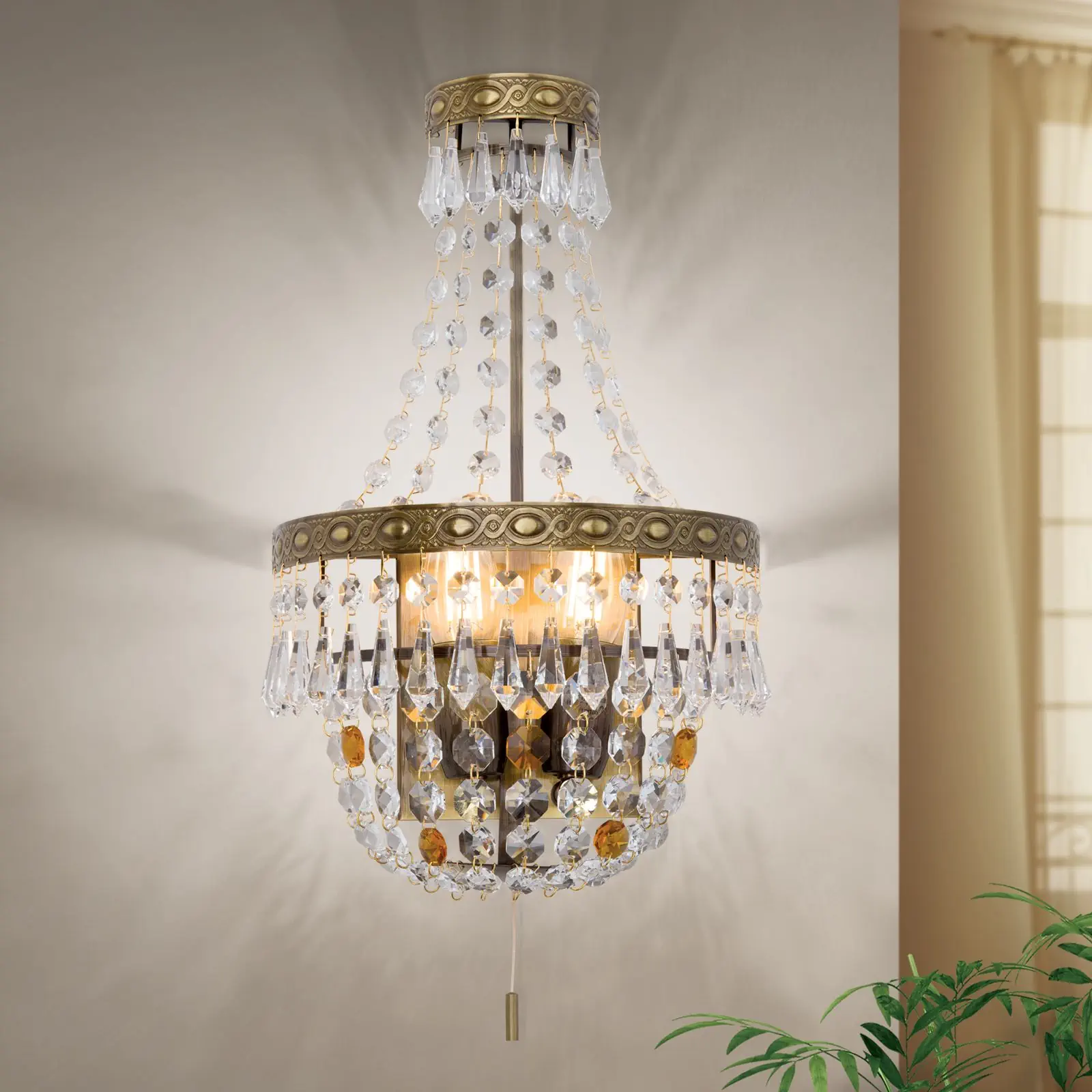 Zidna lampa SHERATON sa dva izvora svetla, patina, visina 36 cm