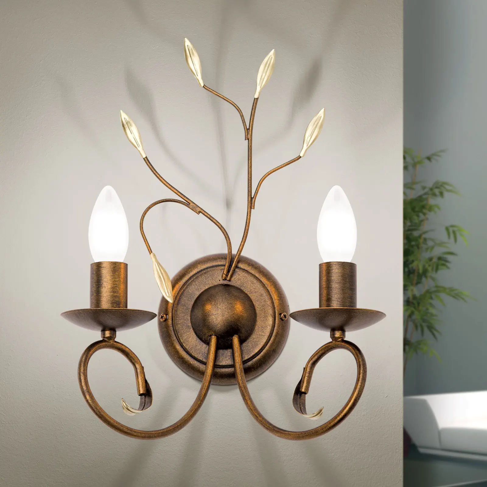 Zidna lampa LUCA, sa dva izvora svetla, antik