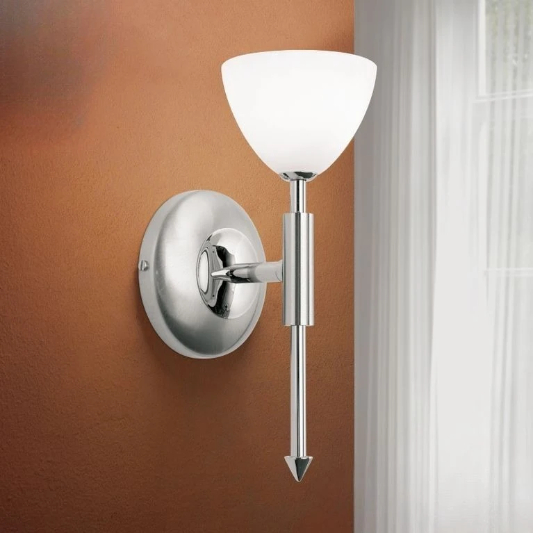 Zidna lampa OPALDESIGN, 1 izvor svetla, saten hrom, opalno staklo