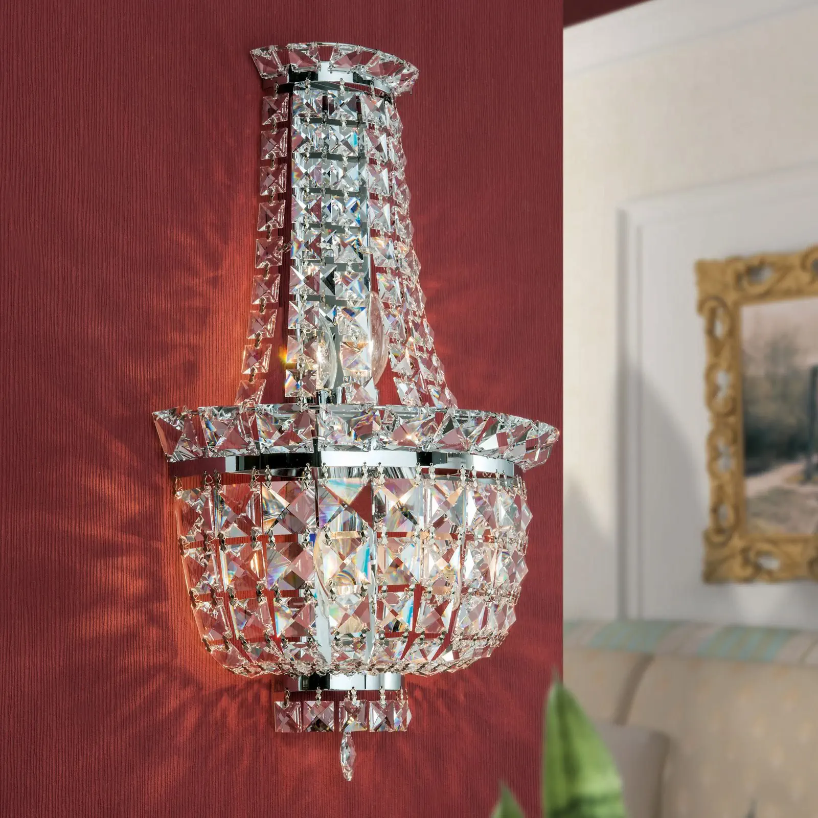 Zidna lampa AMBASSADOR, sa tri izvora svetla, hromirana