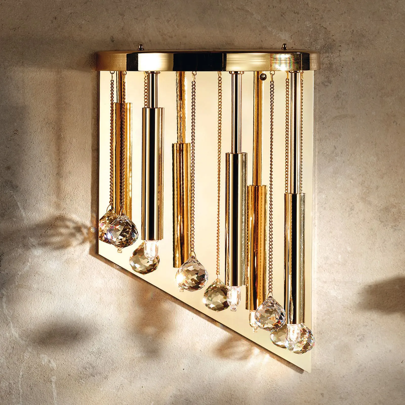 Zidna lampa SPIRALLUSTER, 3 izvora svetla, zlatna, desna verzija