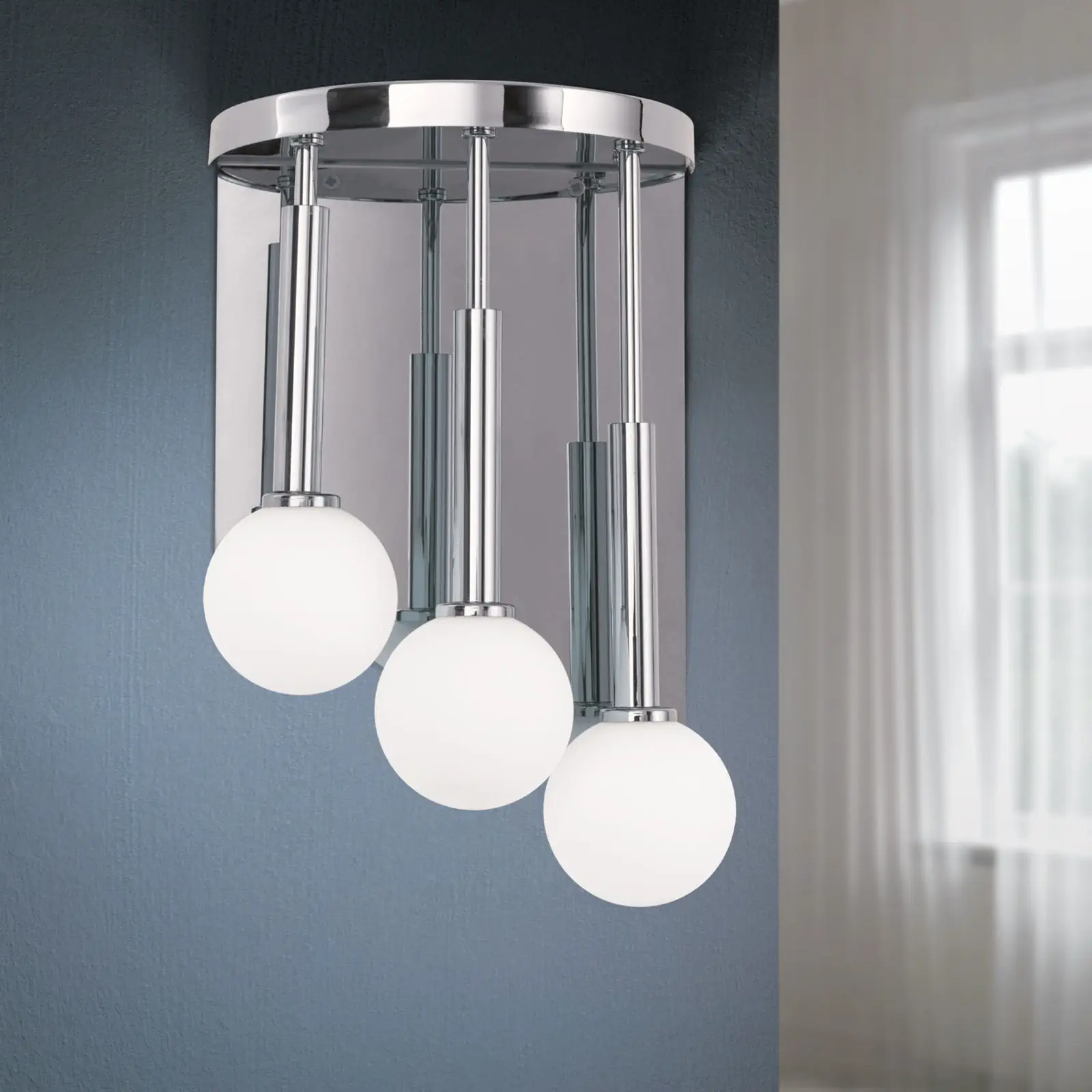 Zidna lampa SPIRALLUSTER, hromirani premaz, desna verzija sa opalnim staklima