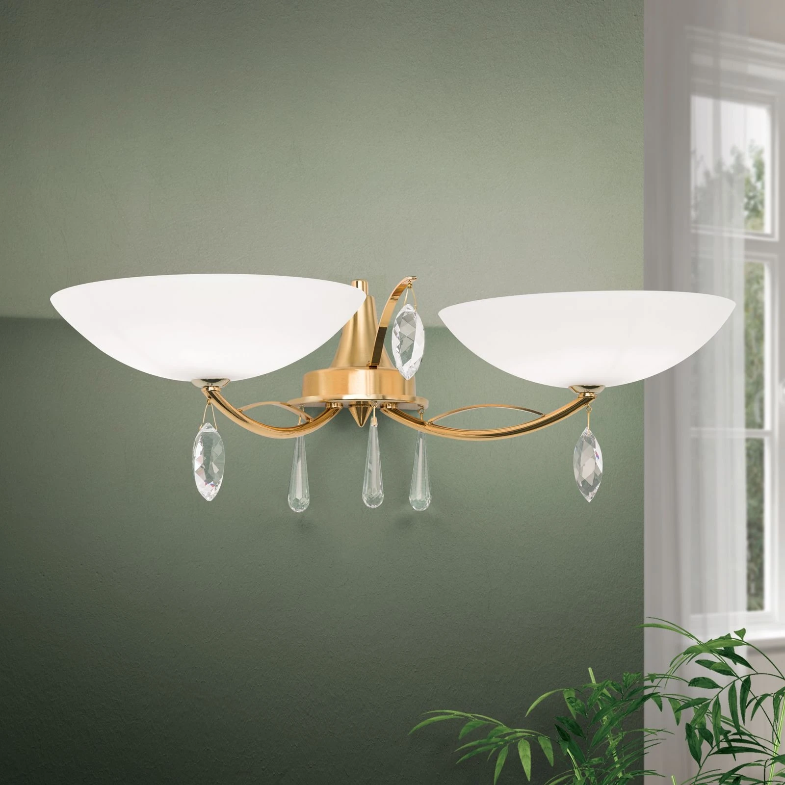 Zidna lampa OPALDESIGN, zlatna mat, 2 izvora svetla