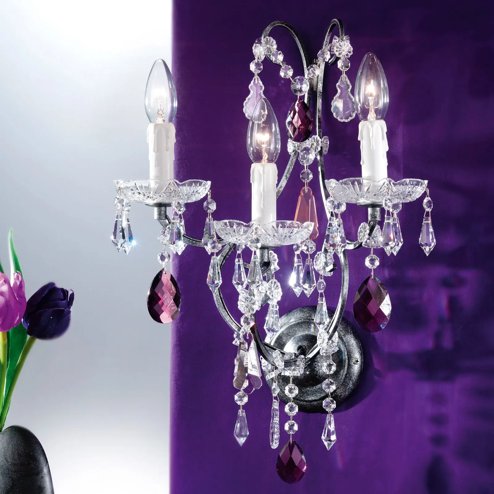 Zidna lampa VERONA, 3 izvora svetla, antik srebrna