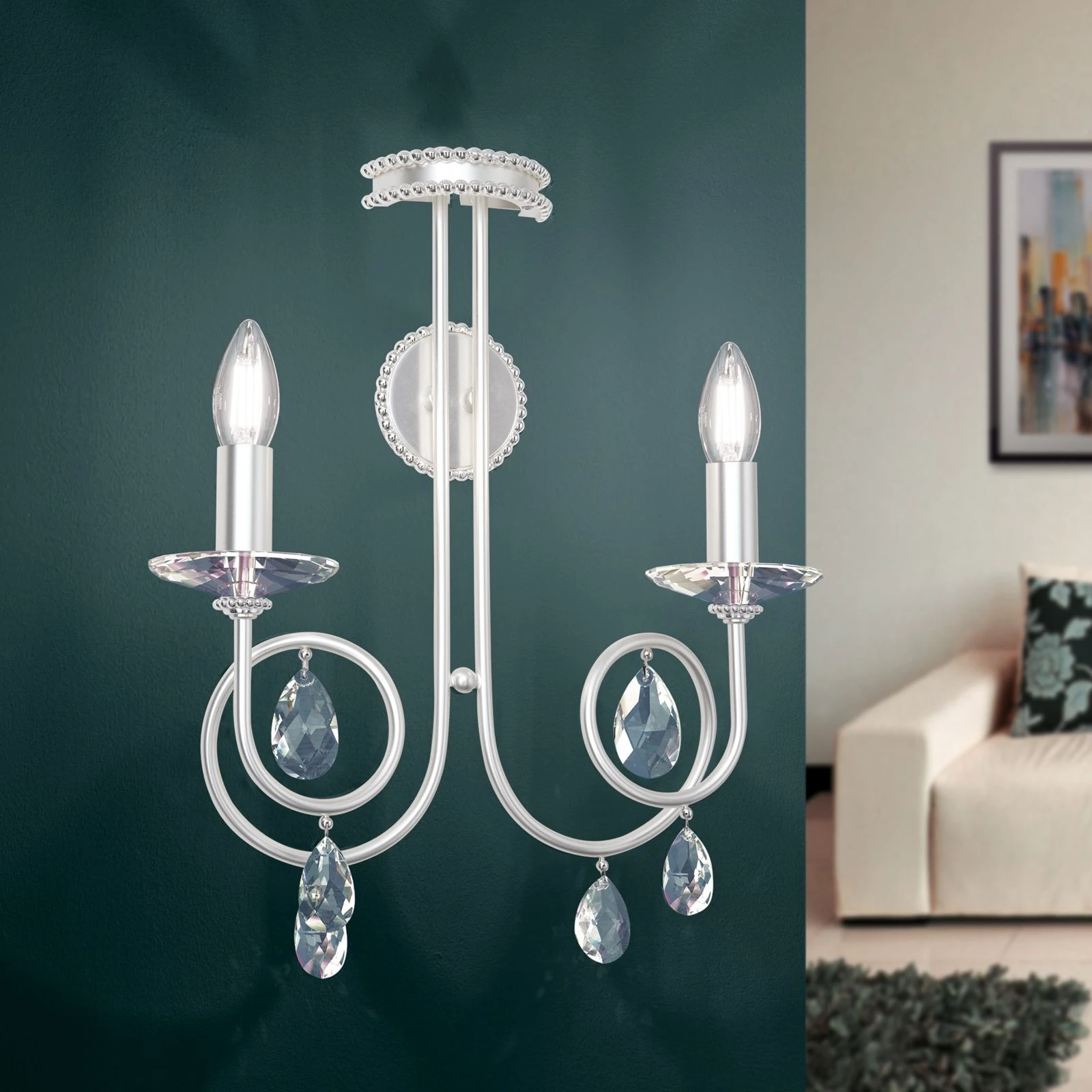 Zidna lampa GIADA, sa dva izvora svetla, srebro mat