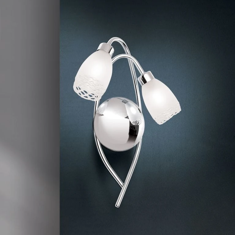 Zidna lampa CARLA, hrom, saten difuzno staklo