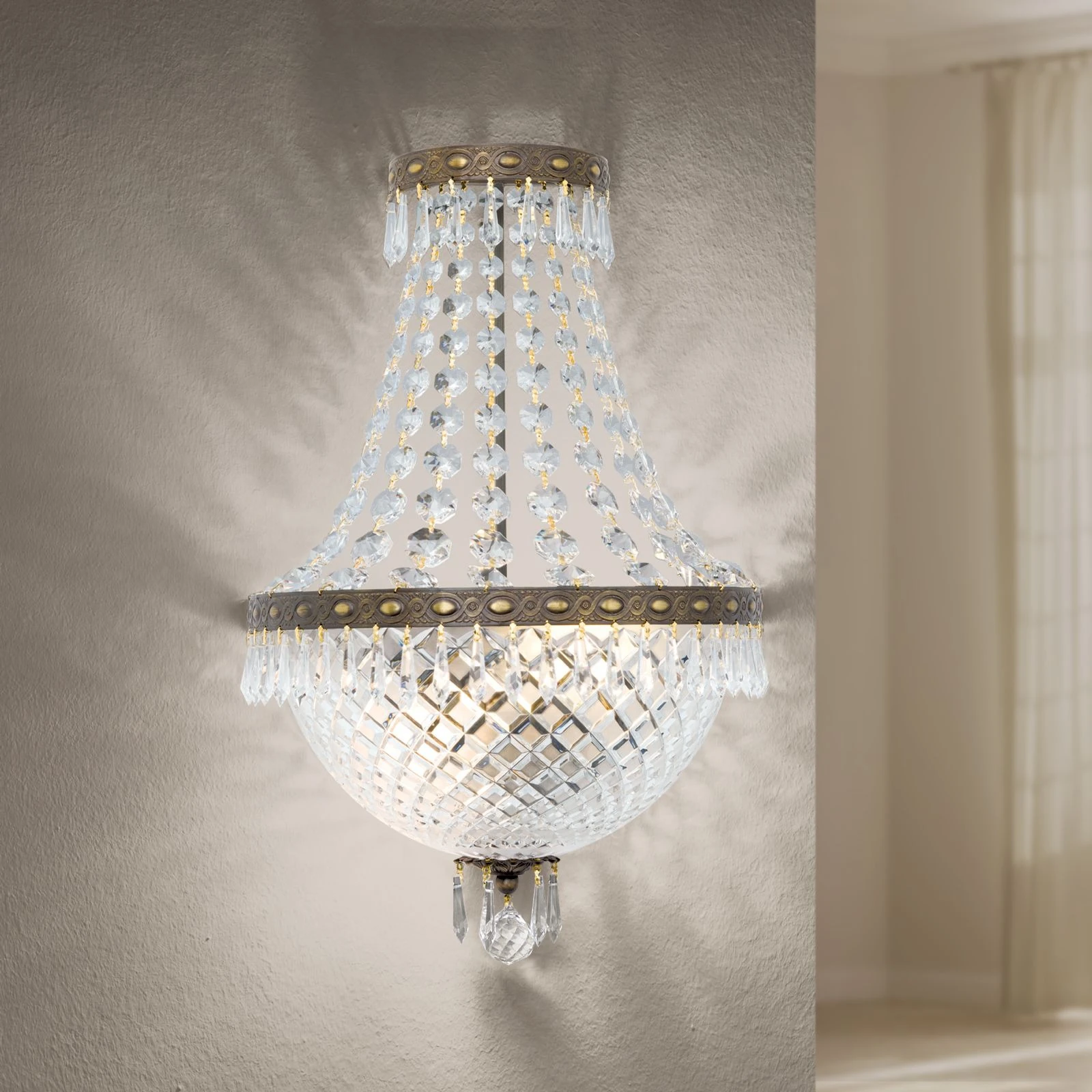 Zidna lampa EMPIRE CRYSTAL, sa 2 izvora svetla, stara patina
