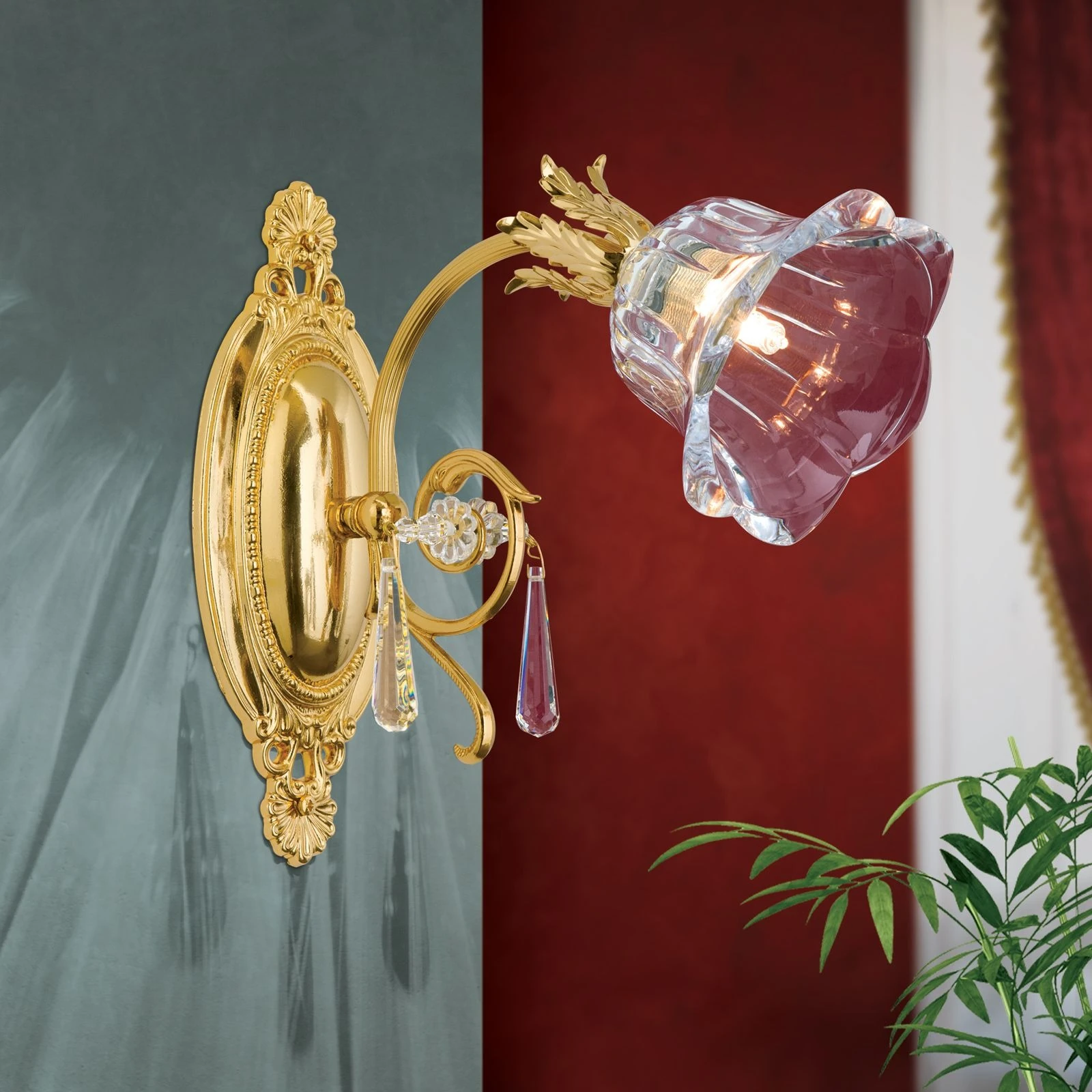 Zidna lampa LA BOHEME, 1 izvor svetla, 24-karatno pozlaćena