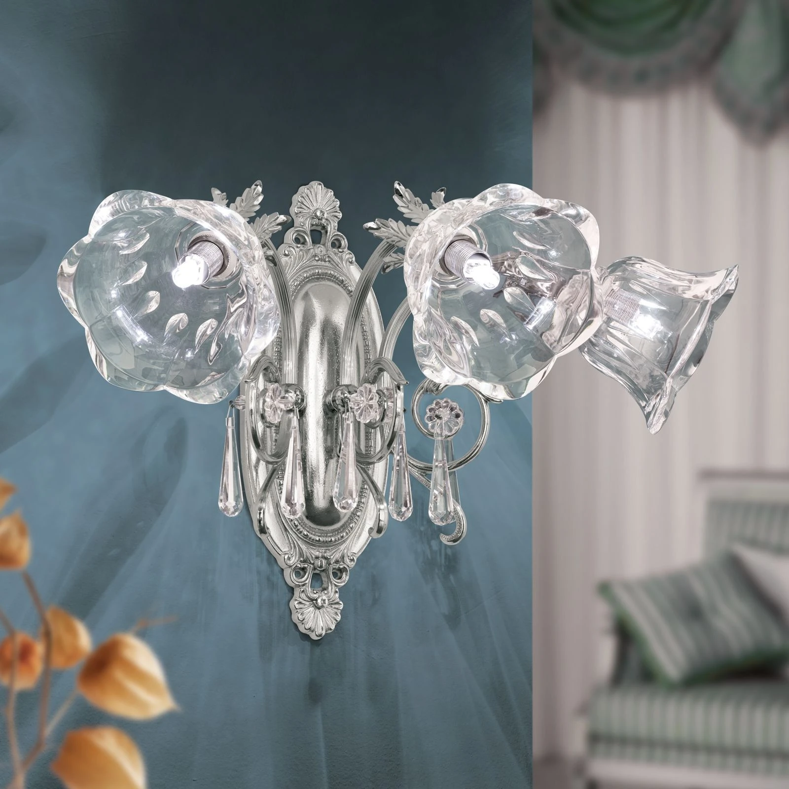 Zidna lampa LA BOHEME, 3 izvora svetla, antik srebro