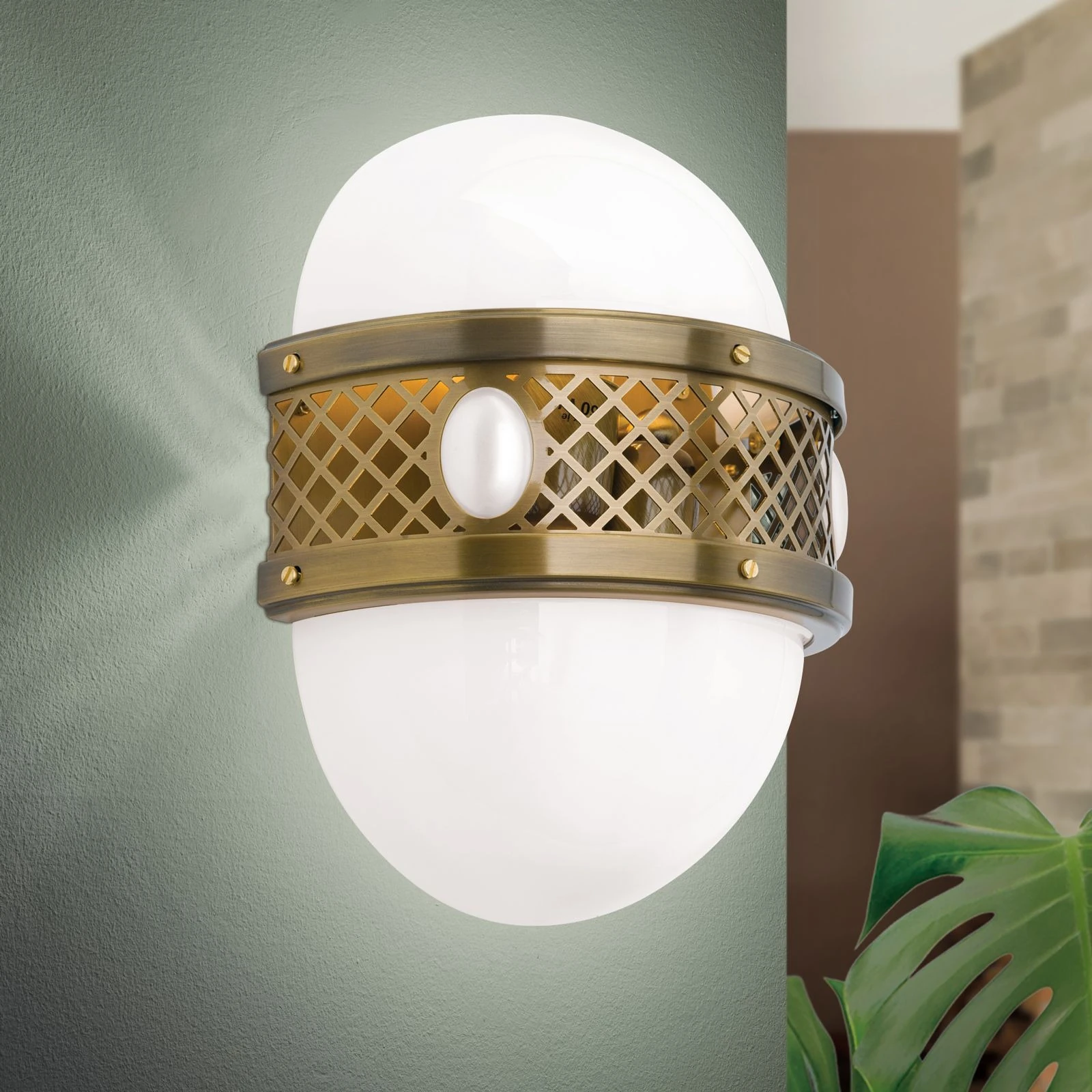 Zidna lampa ALT WIEN, 2 izvora svetla, antik mesing, H32 cm