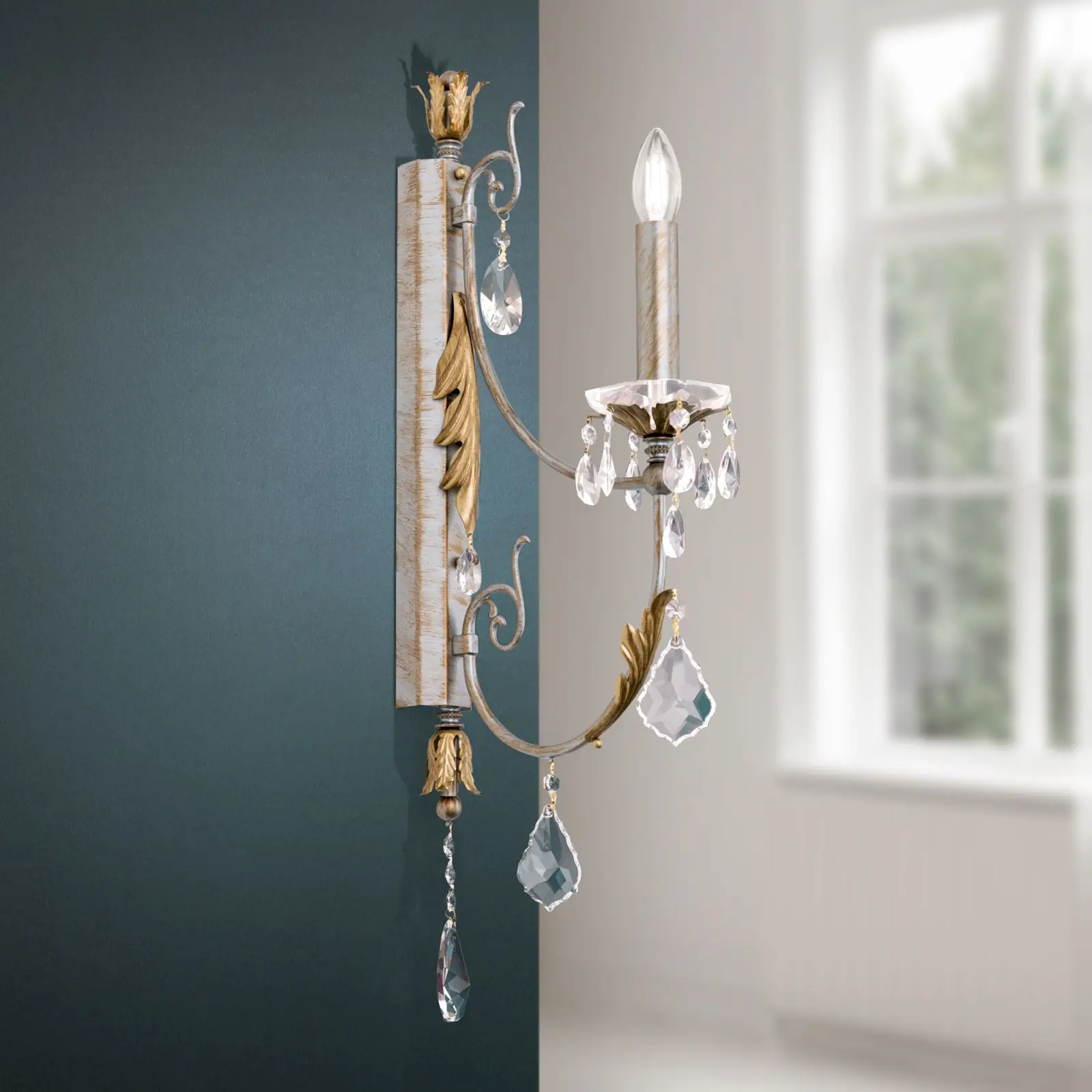 Zidna lampa MIRAMARE, srebrno-zlatna završna obrada, sa jednim izvorom svetla, bez abažura