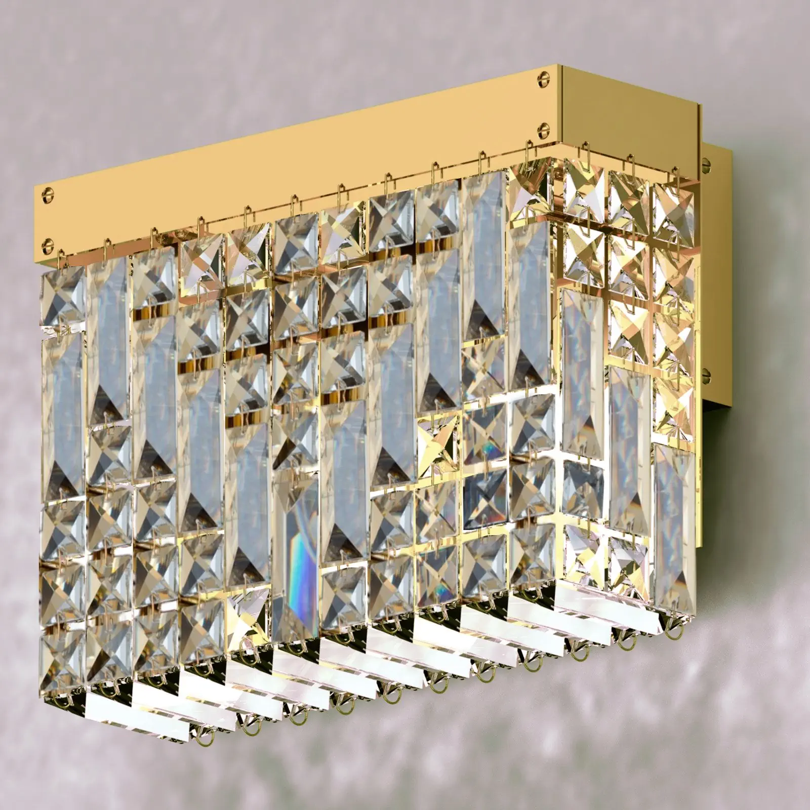 Pravougaona zidna lampa RING, 2 izvora svetla, zlatna