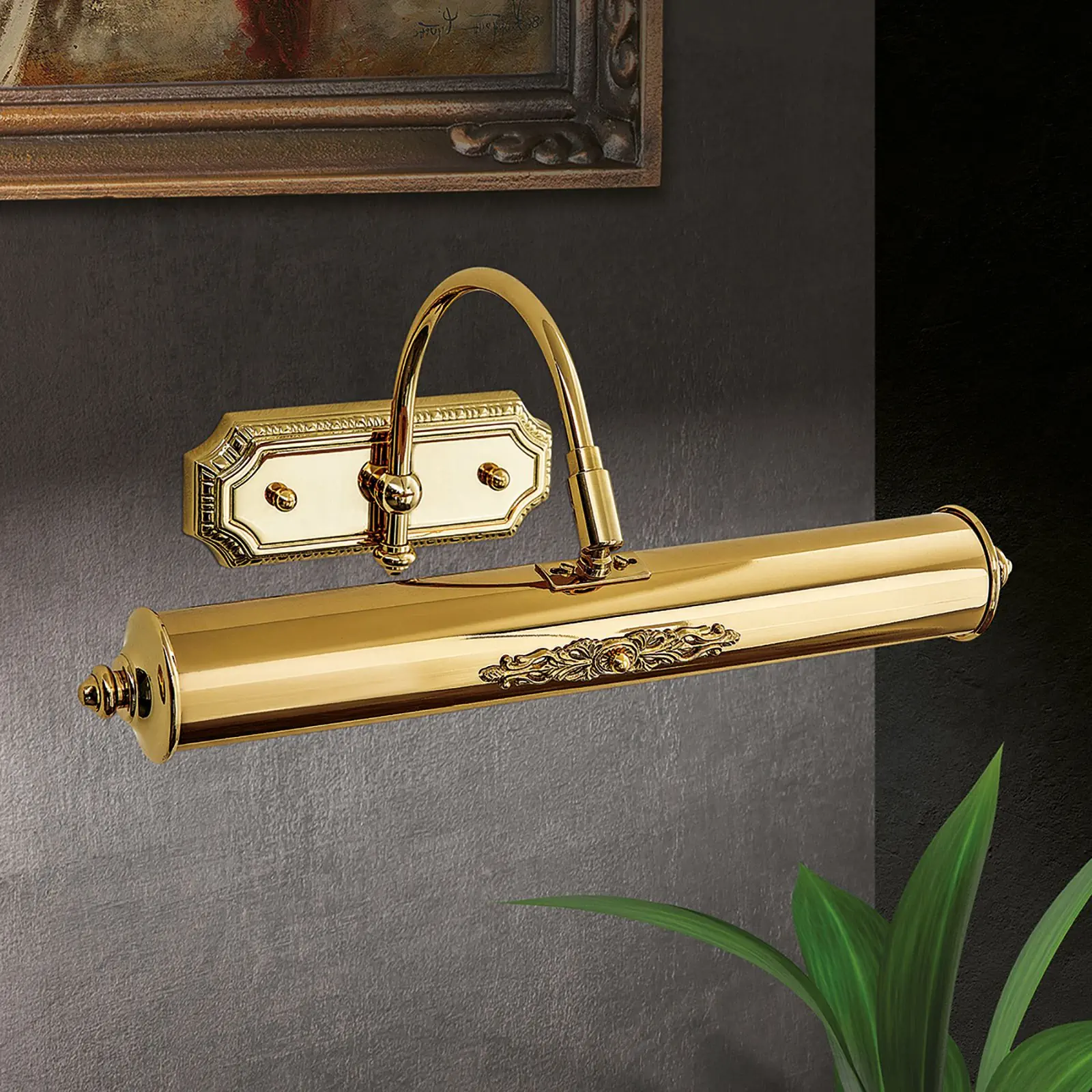 BILDERLEUCHTE, sa 2 izvora svetla, zlatna završna obrada, sa dekorativnim elementima