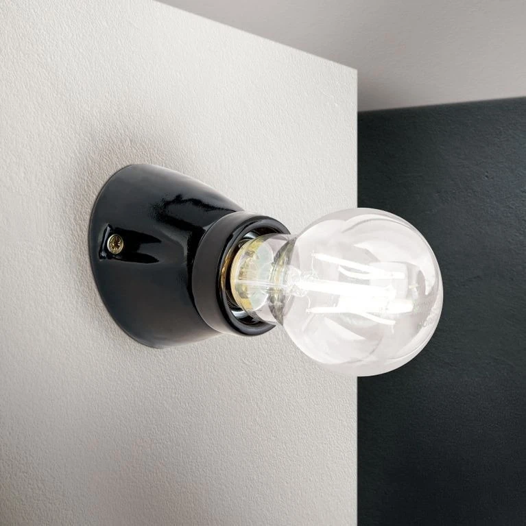 Zidna lampa FROST, sa jednim izvorom svetla, keramika, crna