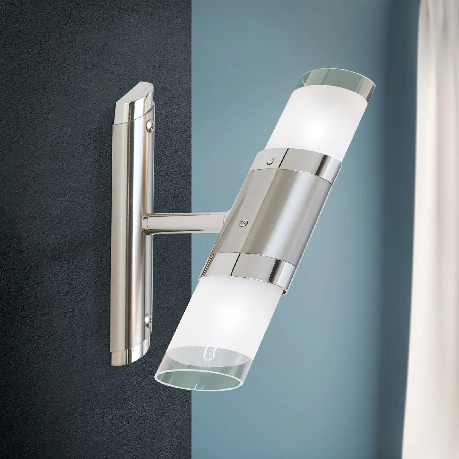 Zidna lampa SPOT EXCLUSIVE, 2-lampa, satin, sa transparentnim mat staklima