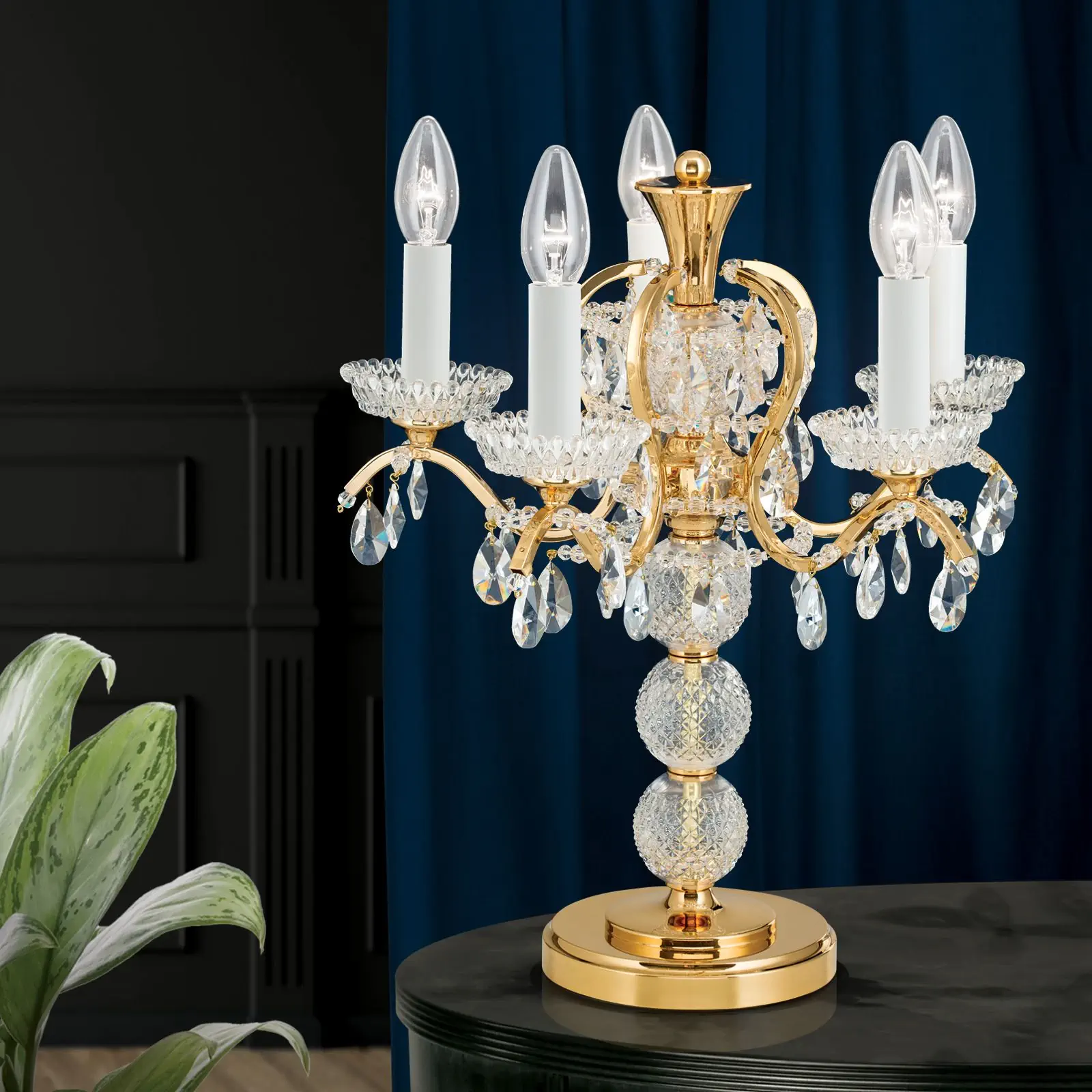 Stona lampa HIROHITO, 5 izvora svetla, zlatna