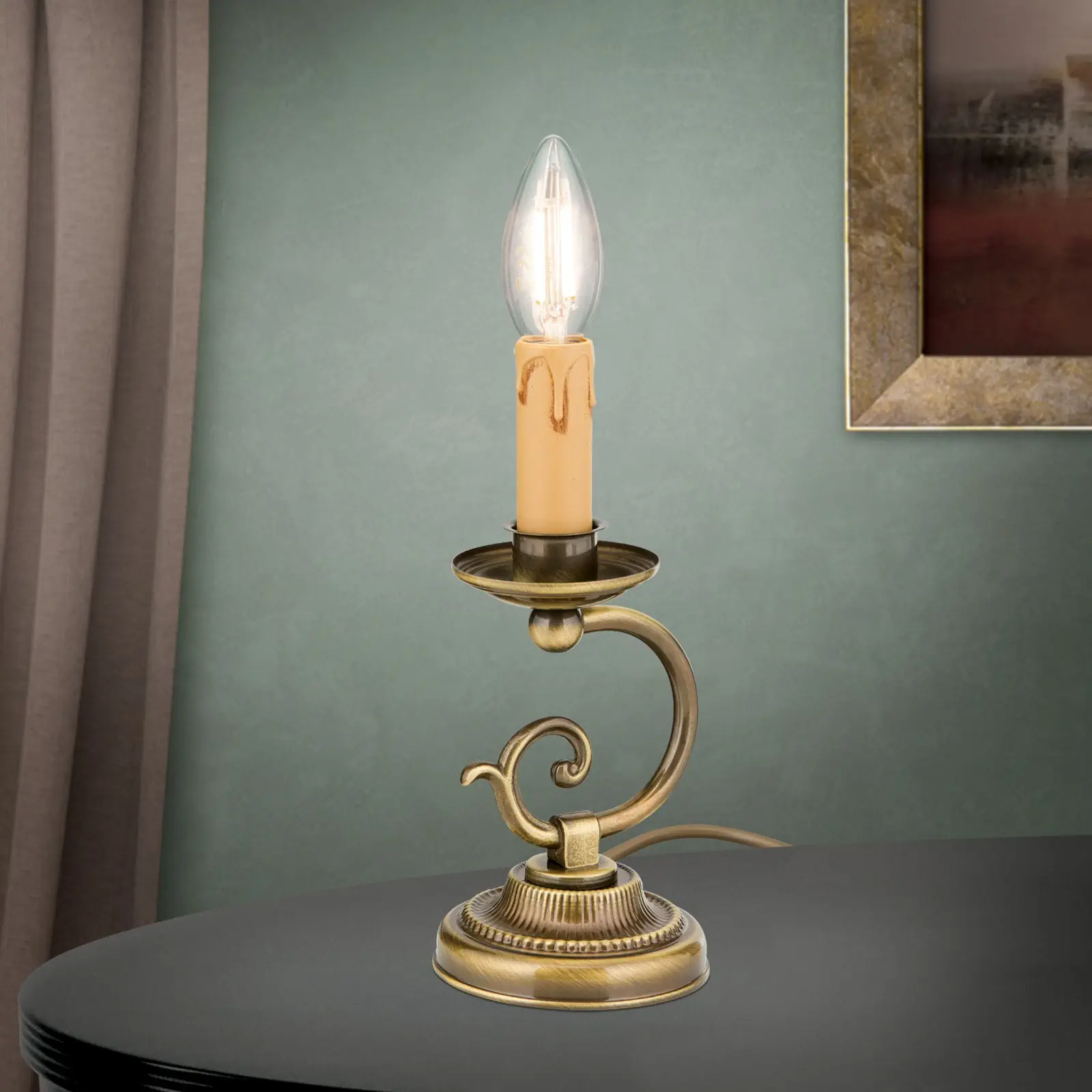 Stona lampa FLÄMISCH, 1 izvor svetla, patina, bez abažura