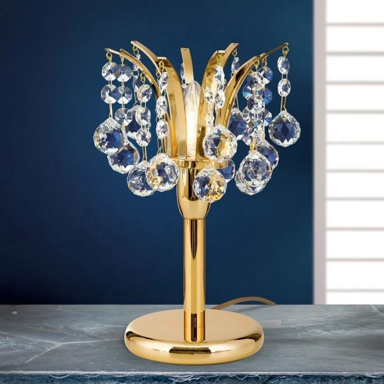 Stona lampa KRISTALL KLASSISCH, 1 izvor svetla, 24-karatno pozlaćena, visina 28 cm