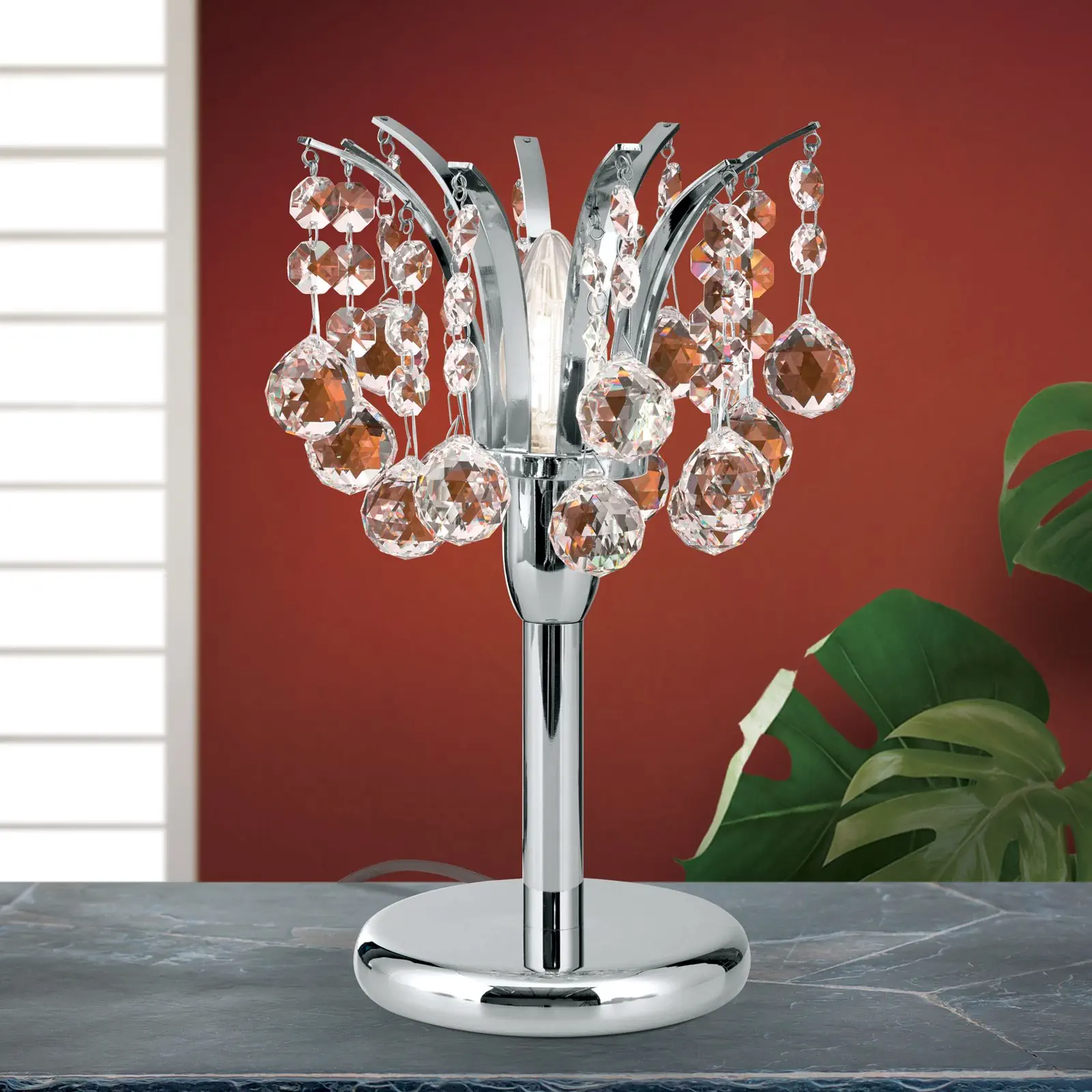 Stona lampa KRISTALL KLASSISCH, hrom, 28 cm