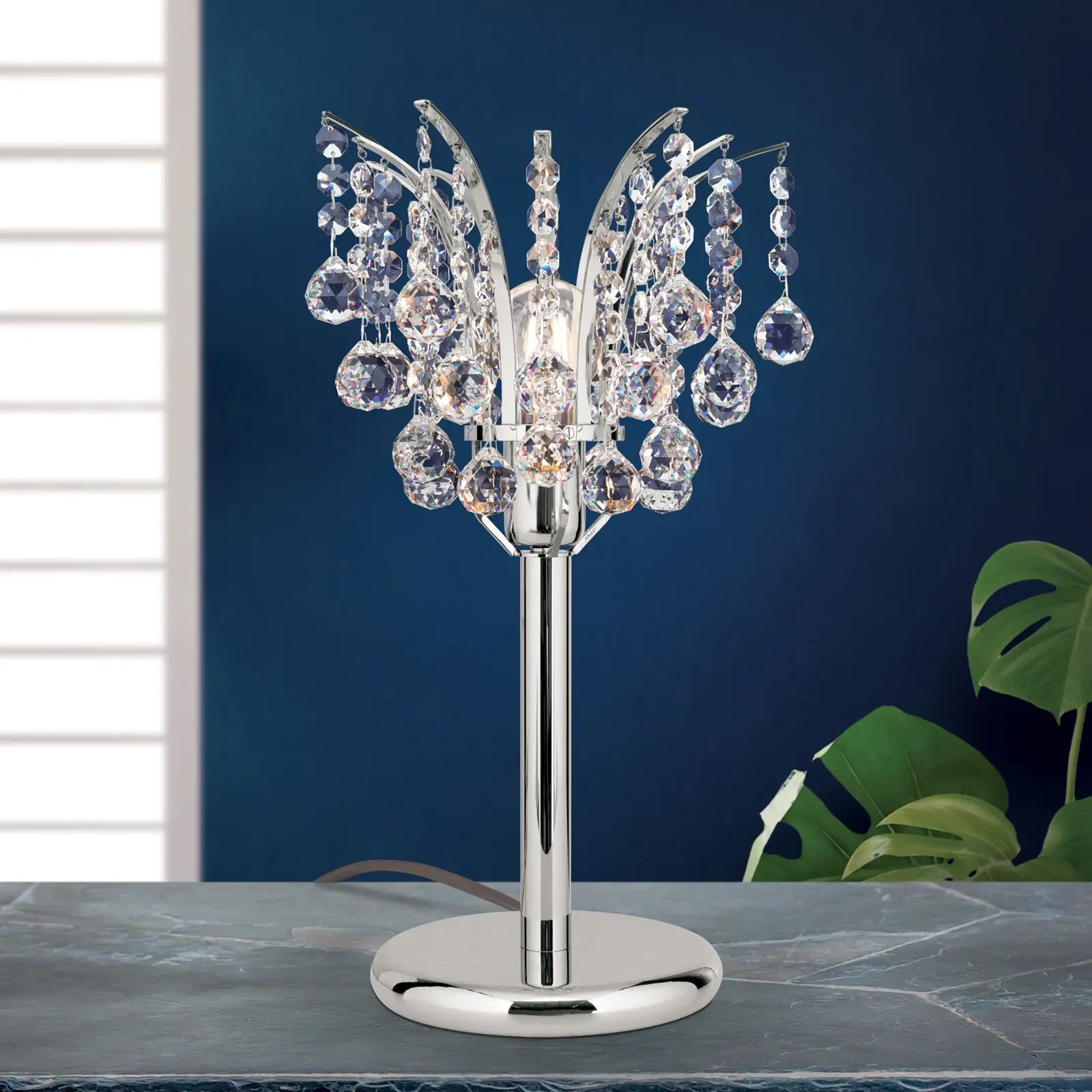 Stona lampa KRISTALL KLASSISCH, hrom, 48 cm