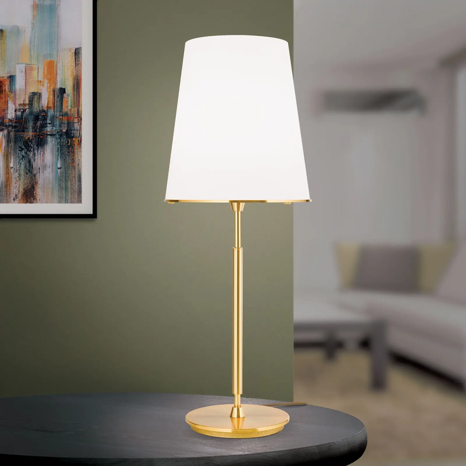 Stona lampa KONUS, 3 izvora svetla, mat zlatna