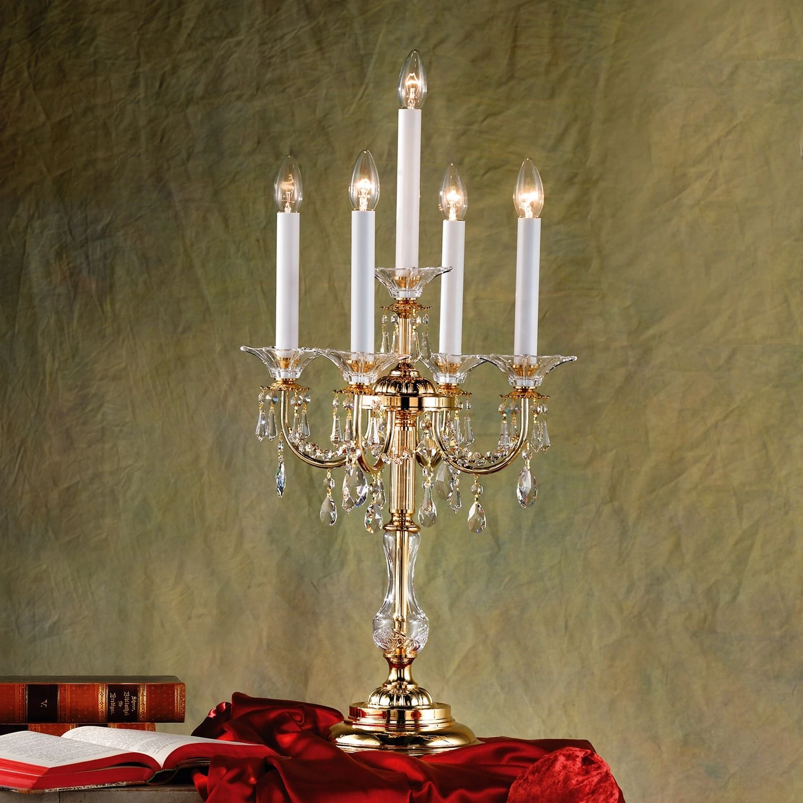 Stona lampa KATHARINA, 5 izvora svetla, 24-karatno pozlaćena