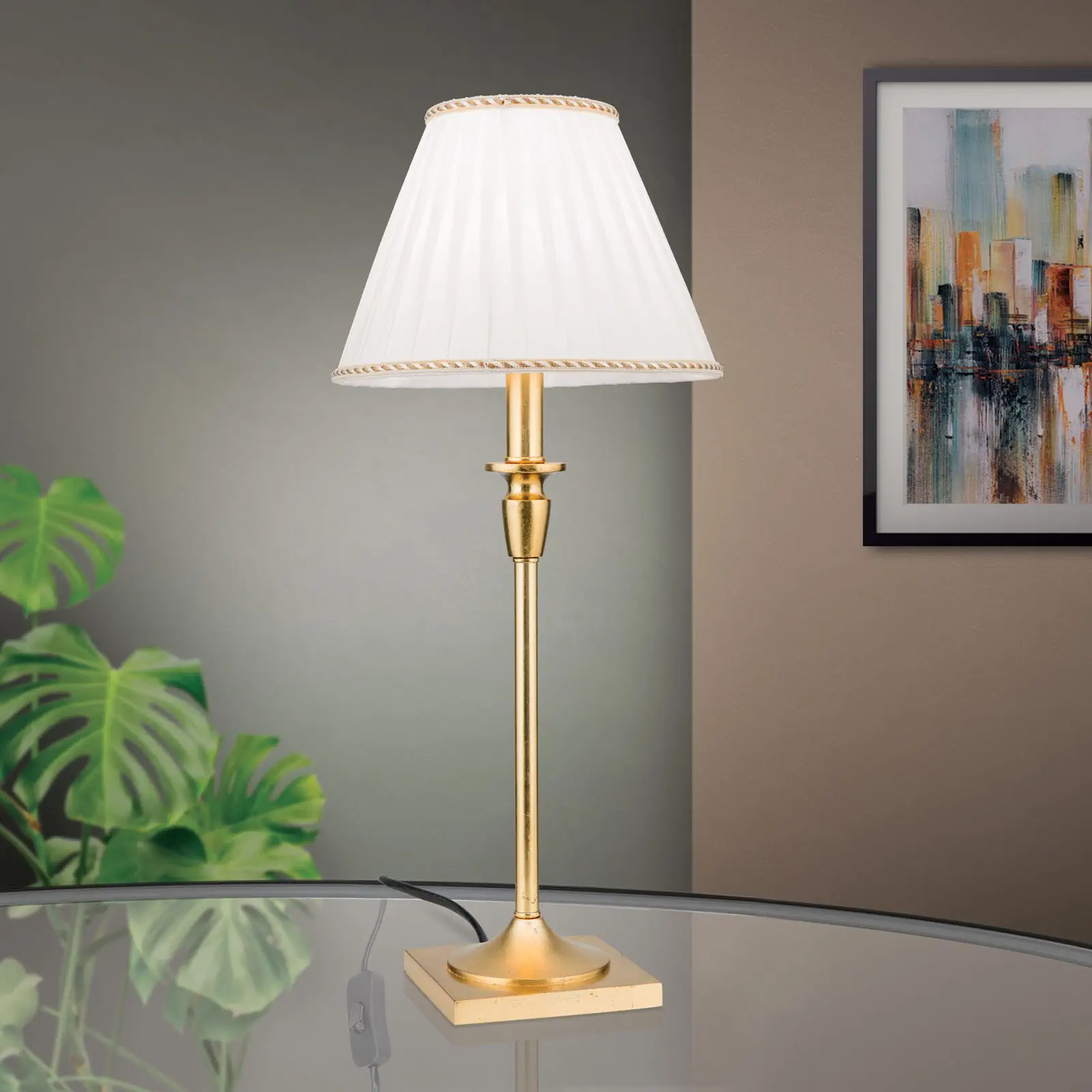 Stona lampa FONSA, antikno zlato, H 61 cm