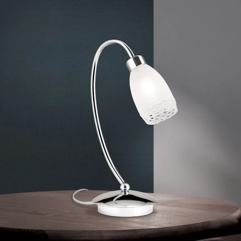 Stona lampa CARLA, hrom, satinirano difuzno staklo