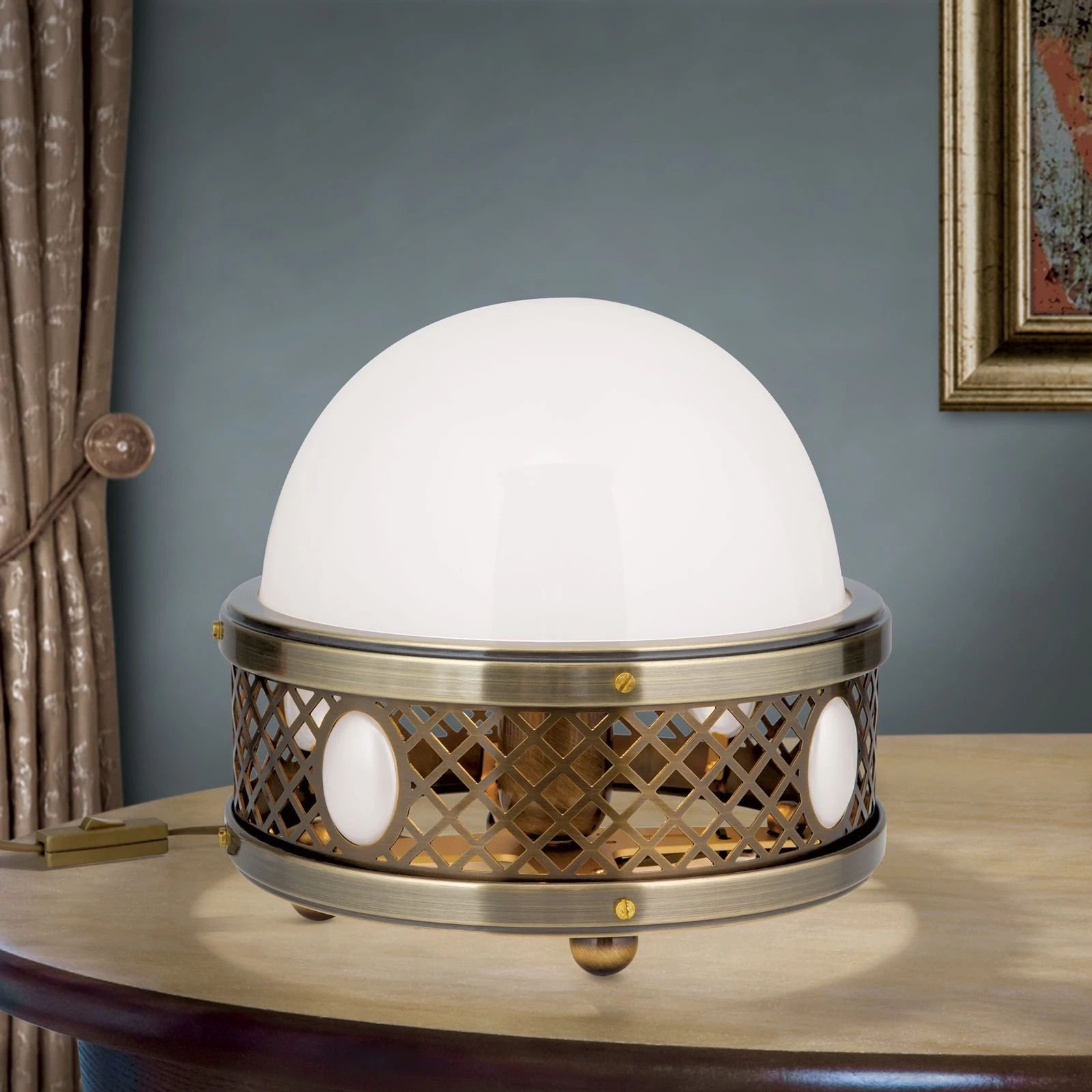 Stona lampa ALT WIEN, antik mesing, visina 23 cm