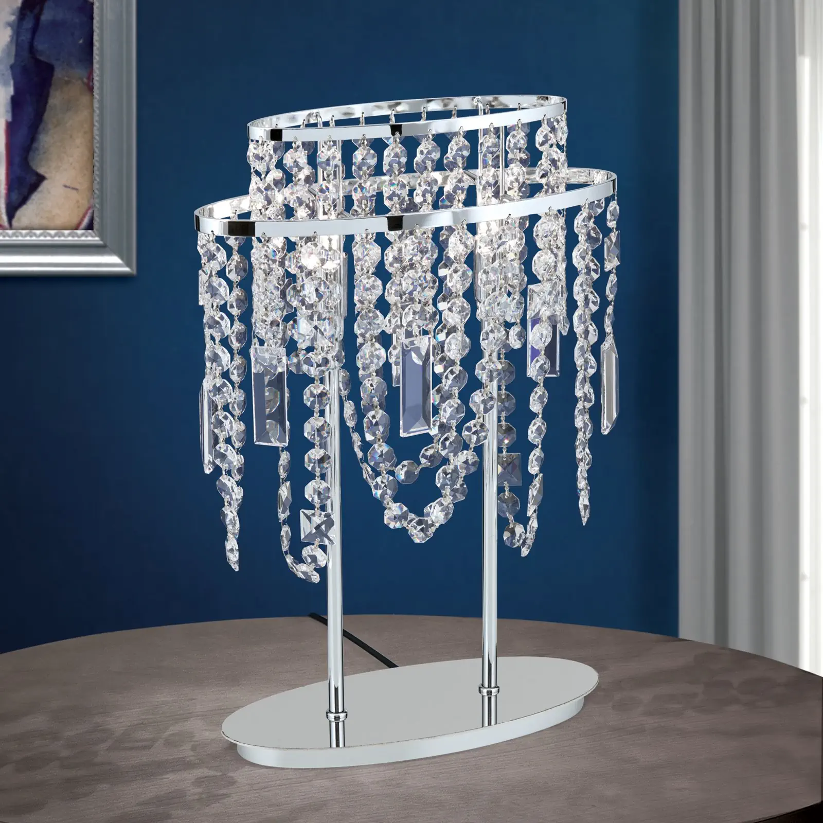 Stona lampa KRISTALLDESIGN, 2 izvora svetla, hrom