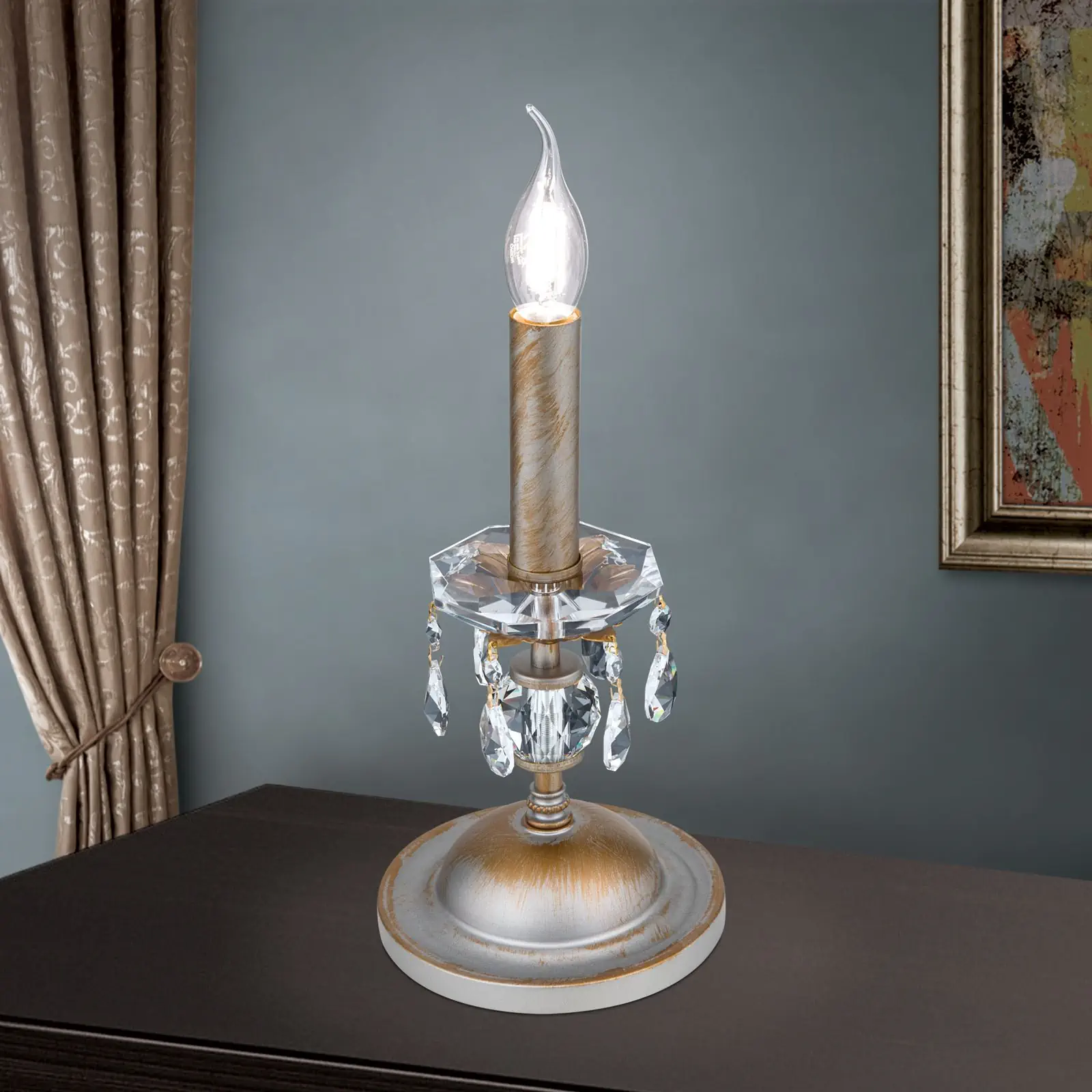 Stona lampa MIRAMARE, srebrno-zlatna, 1 izvor svetla